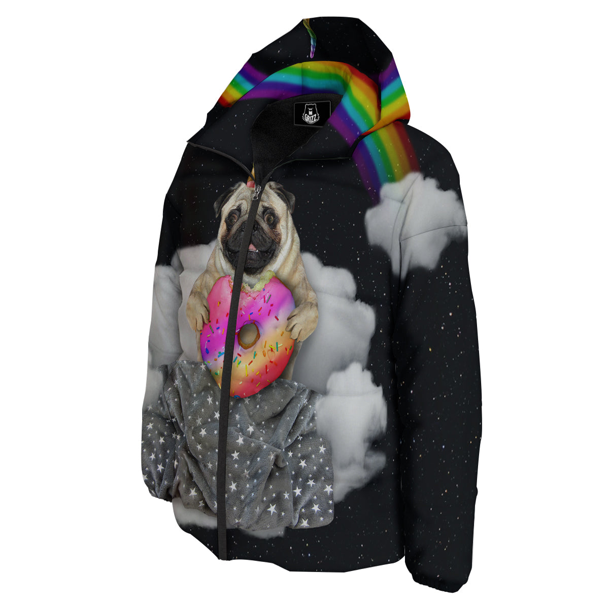 Cute Pug Unicorn Print Down Jacket-grizzshop