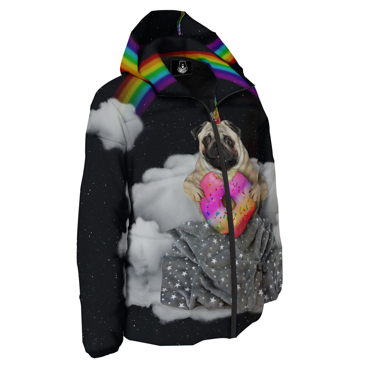 Cute Pug Unicorn Print Down Jacket-grizzshop