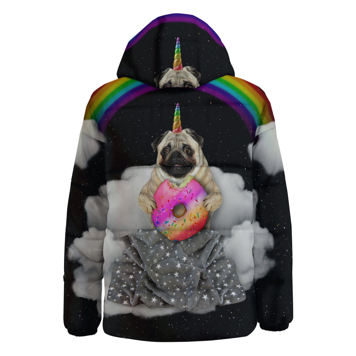 Cute Pug Unicorn Print Down Jacket-grizzshop