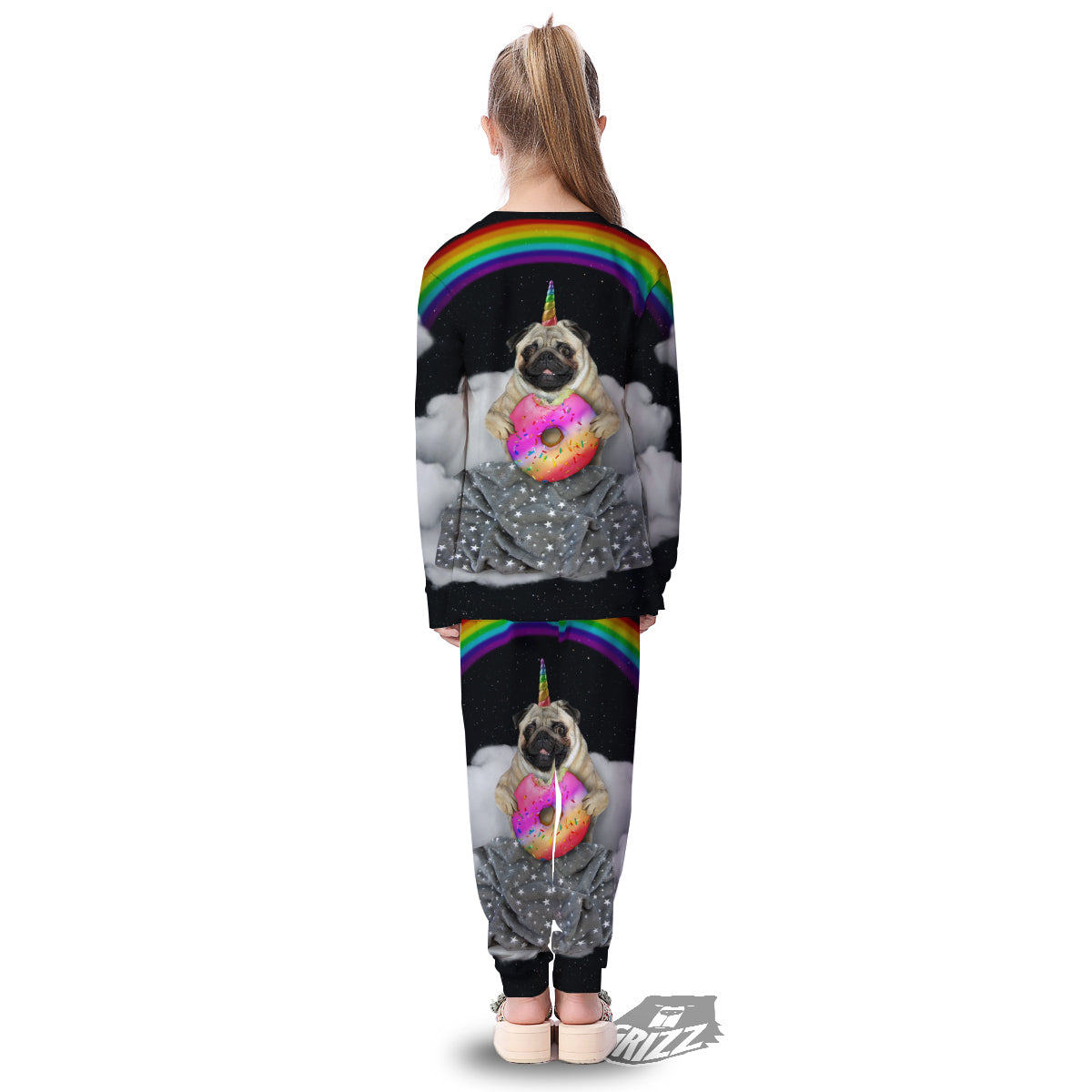 Cute Pug Unicorn Print Kid's Pajamas-grizzshop