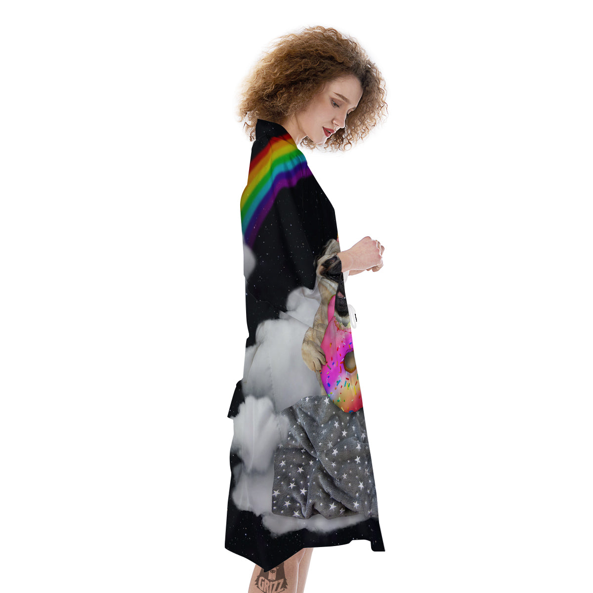 Cute Pug Unicorn Print Kimono-grizzshop