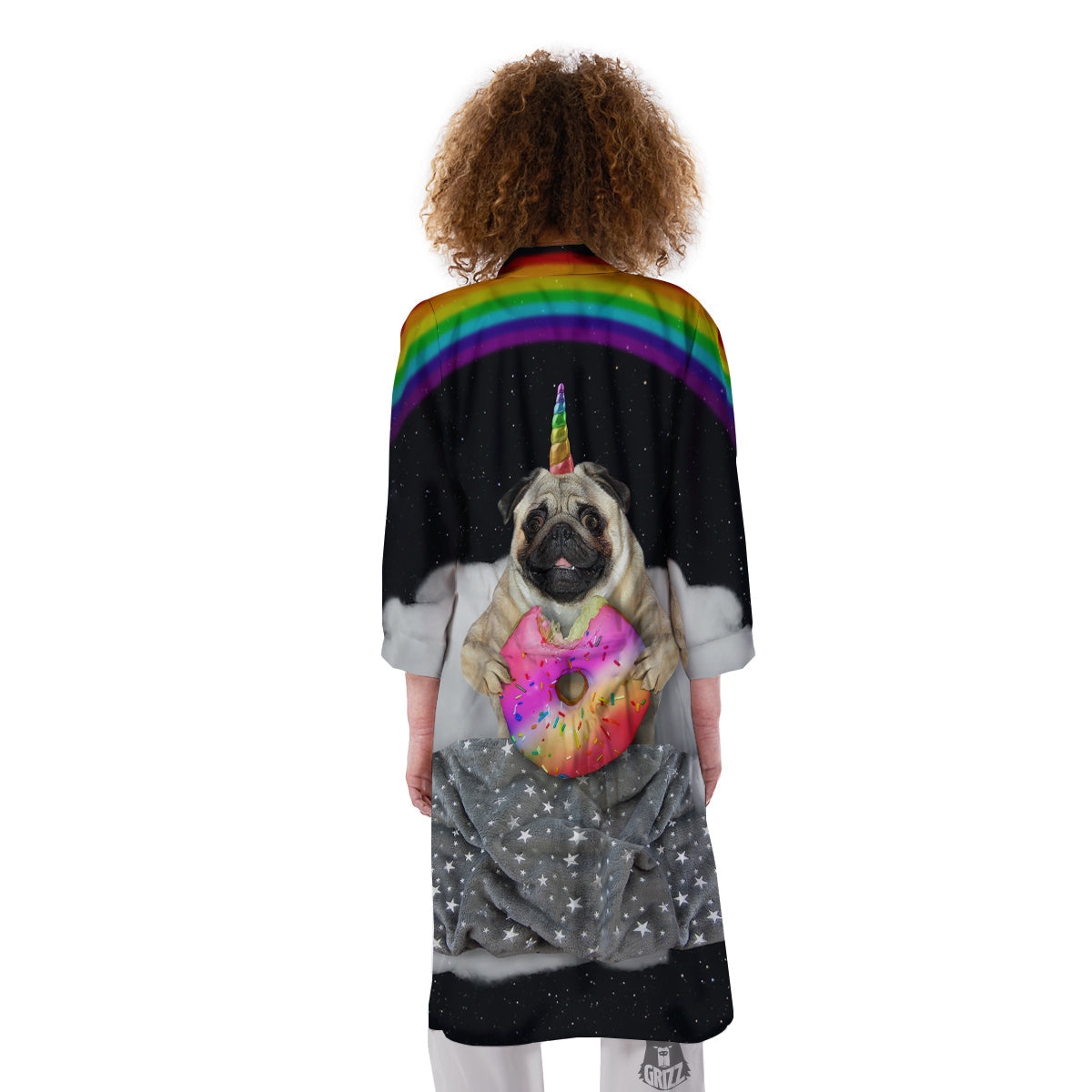 Cute Pug Unicorn Print Kimono-grizzshop