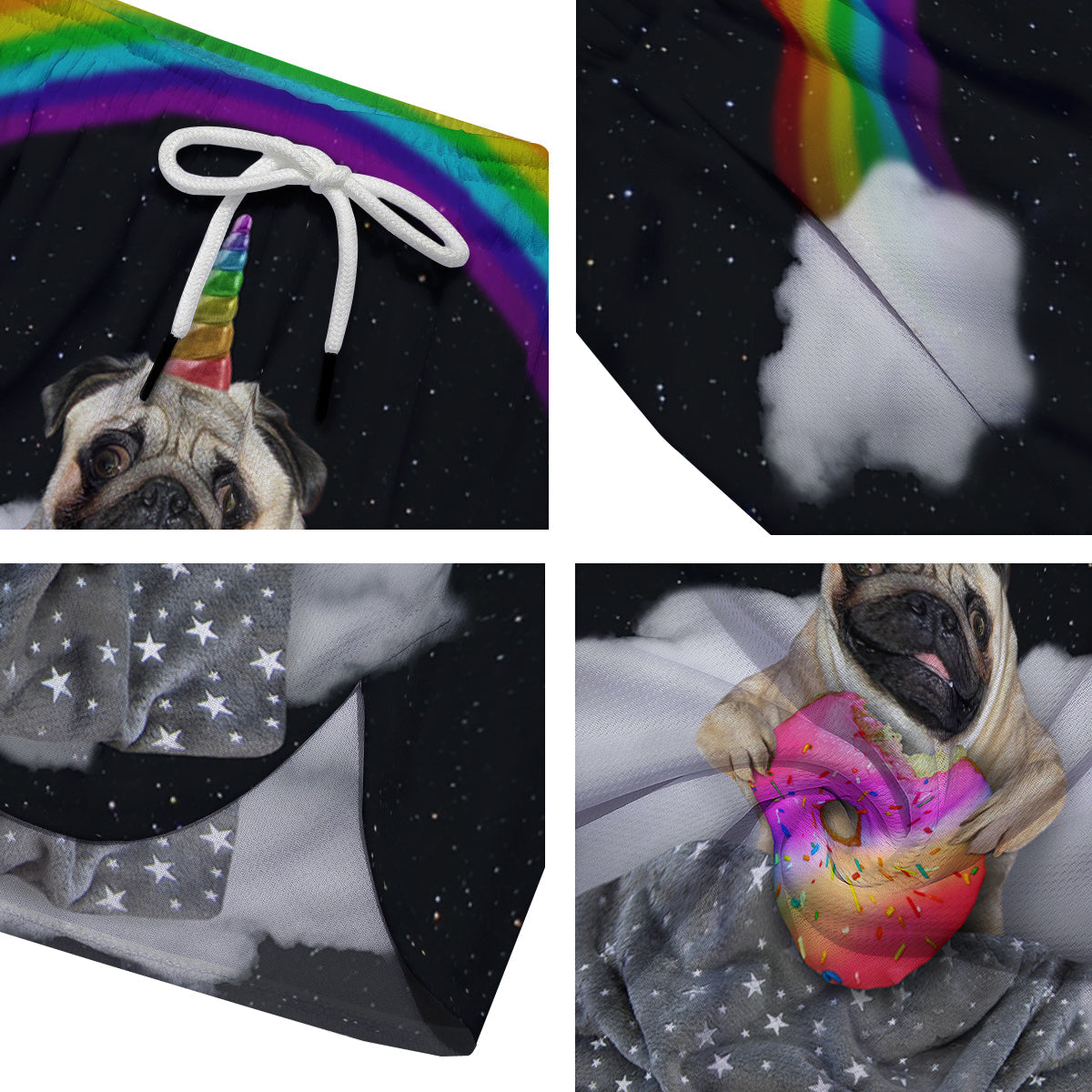 Cute Pug Unicorn Print Men's Running Shorts-grizzshop