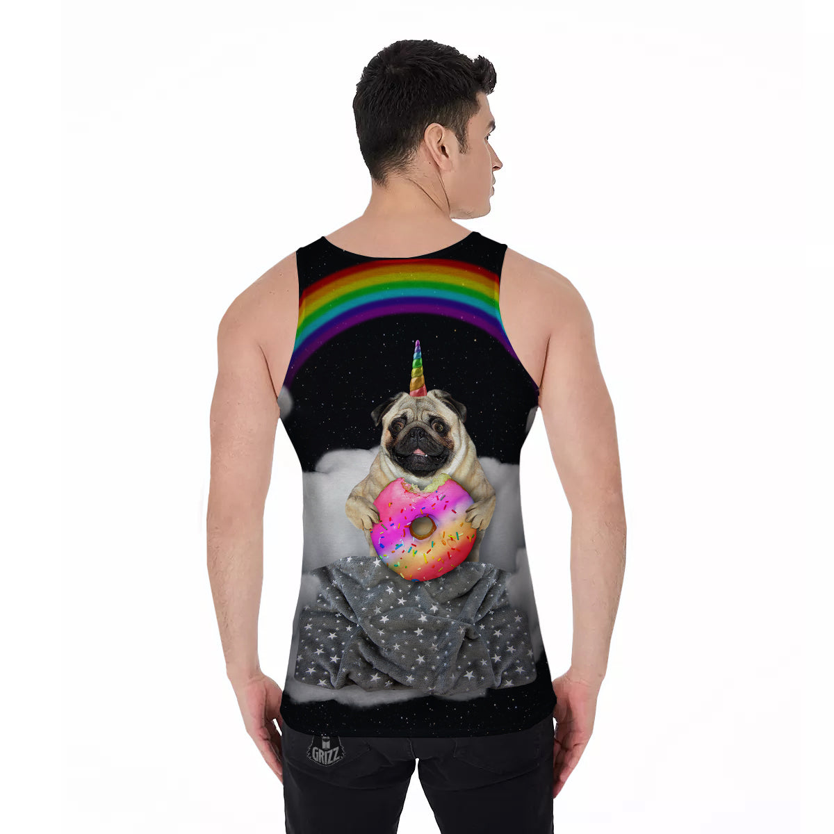 Cute Pug Unicorn Print Men's Tank Top-grizzshop