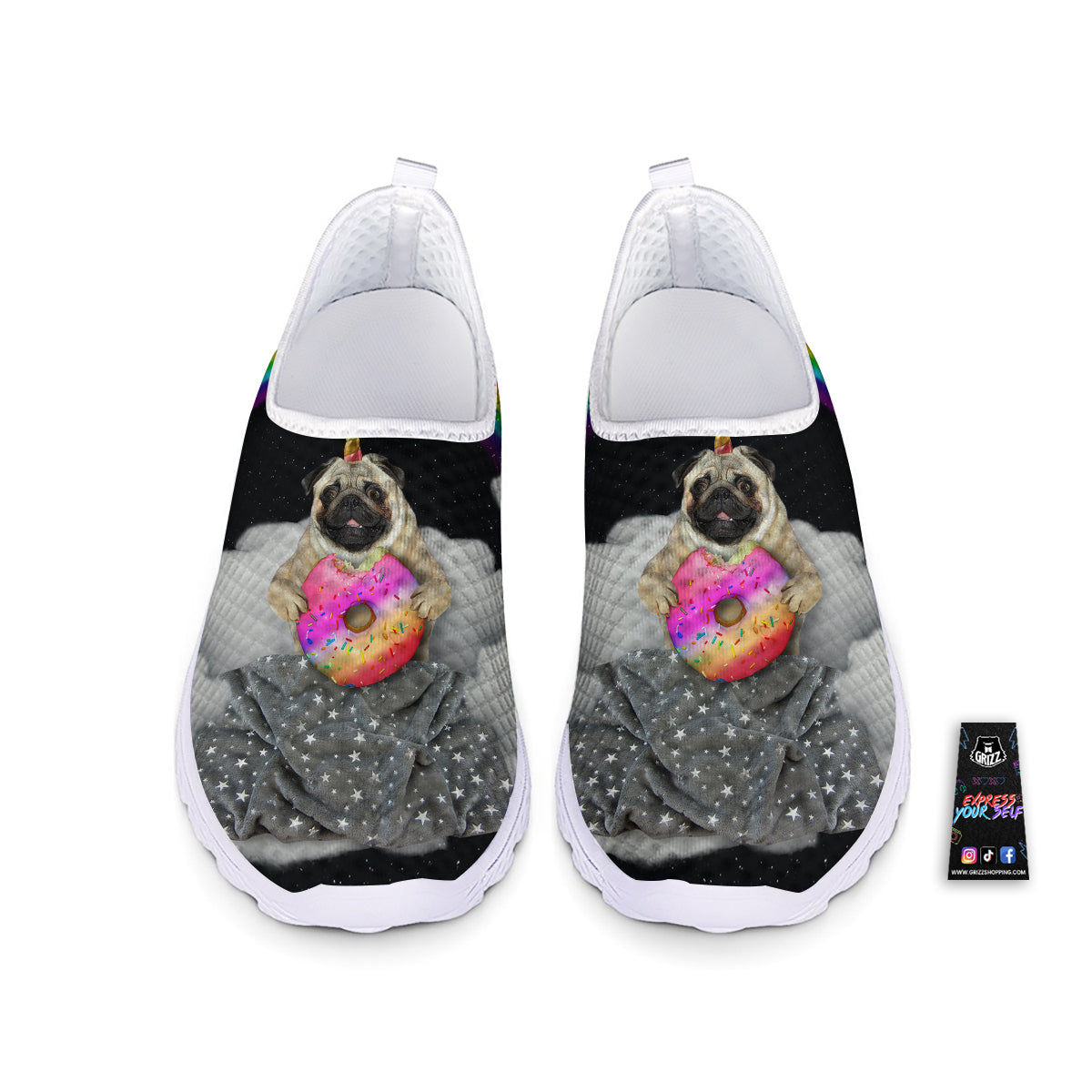 Cute Pug Unicorn Print Nurse Shoes-grizzshop