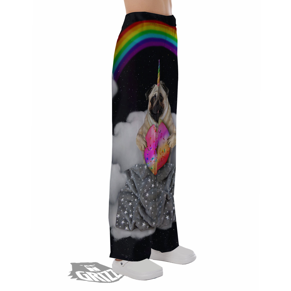 Cute Pug Unicorn Print Pajama Pants-grizzshop