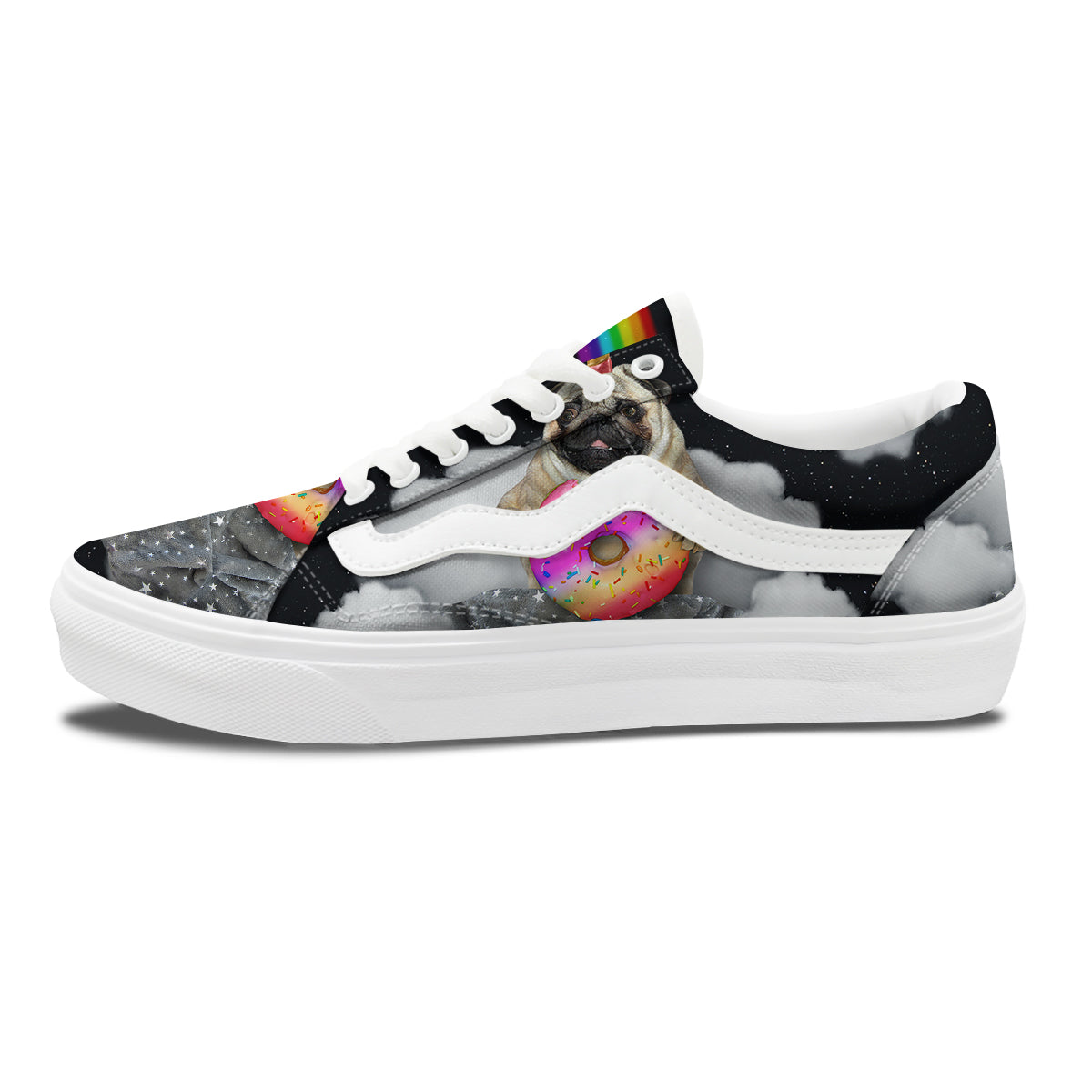 Cute Pug Unicorn Print Skate Shoes-grizzshop