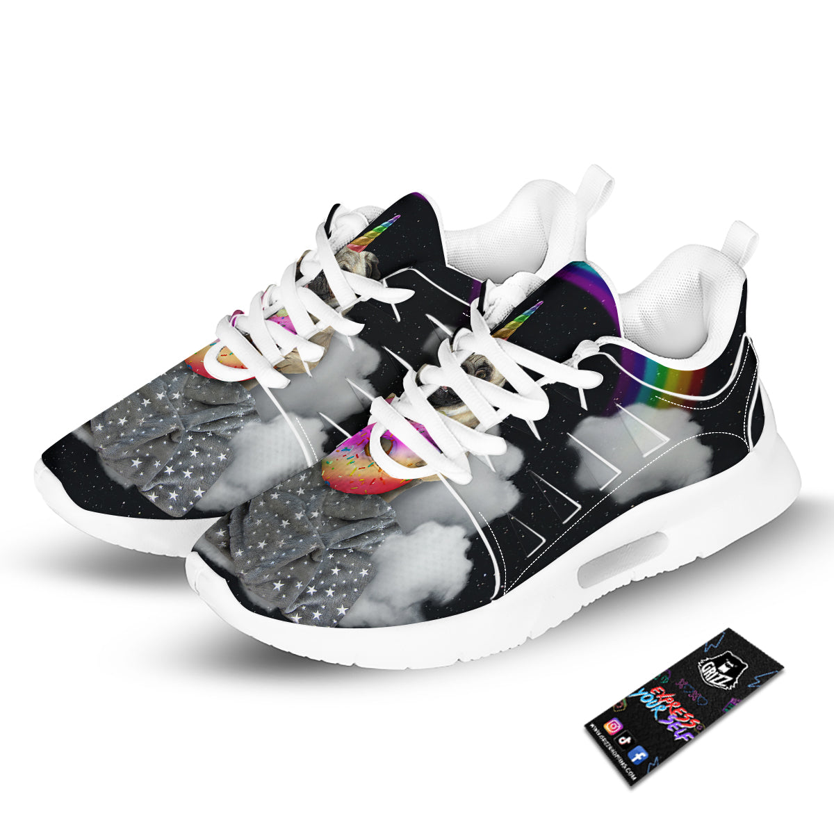 Cute Pug Unicorn Print Tennis Shoes-grizzshop