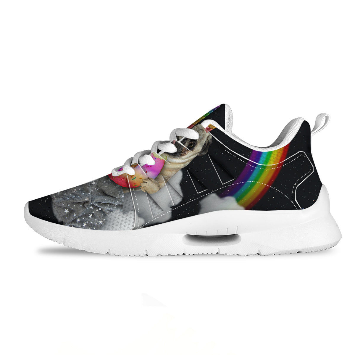 Cute Pug Unicorn Print Tennis Shoes-grizzshop