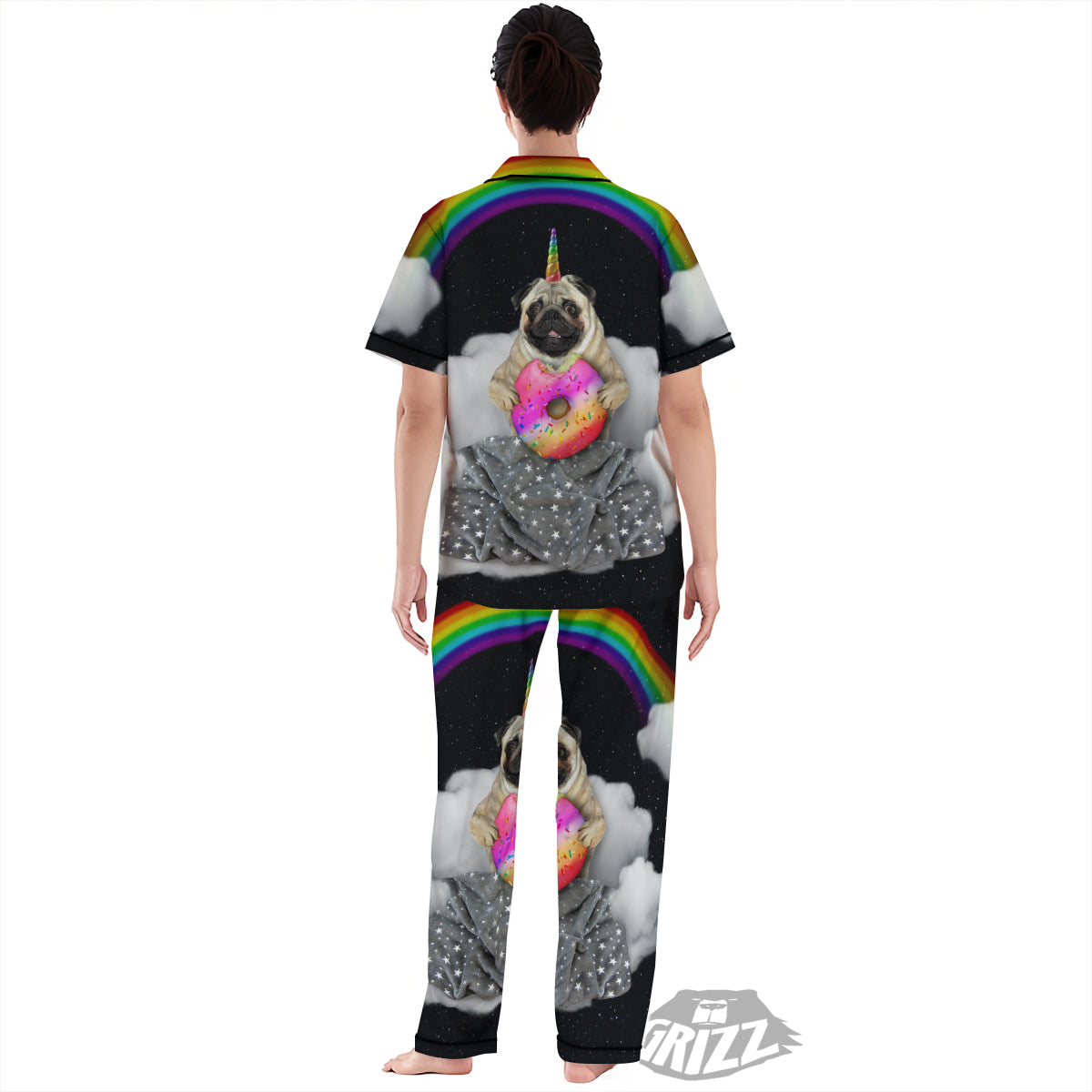 Cute Pug Unicorn Print Women's Pajamas Set-grizzshop