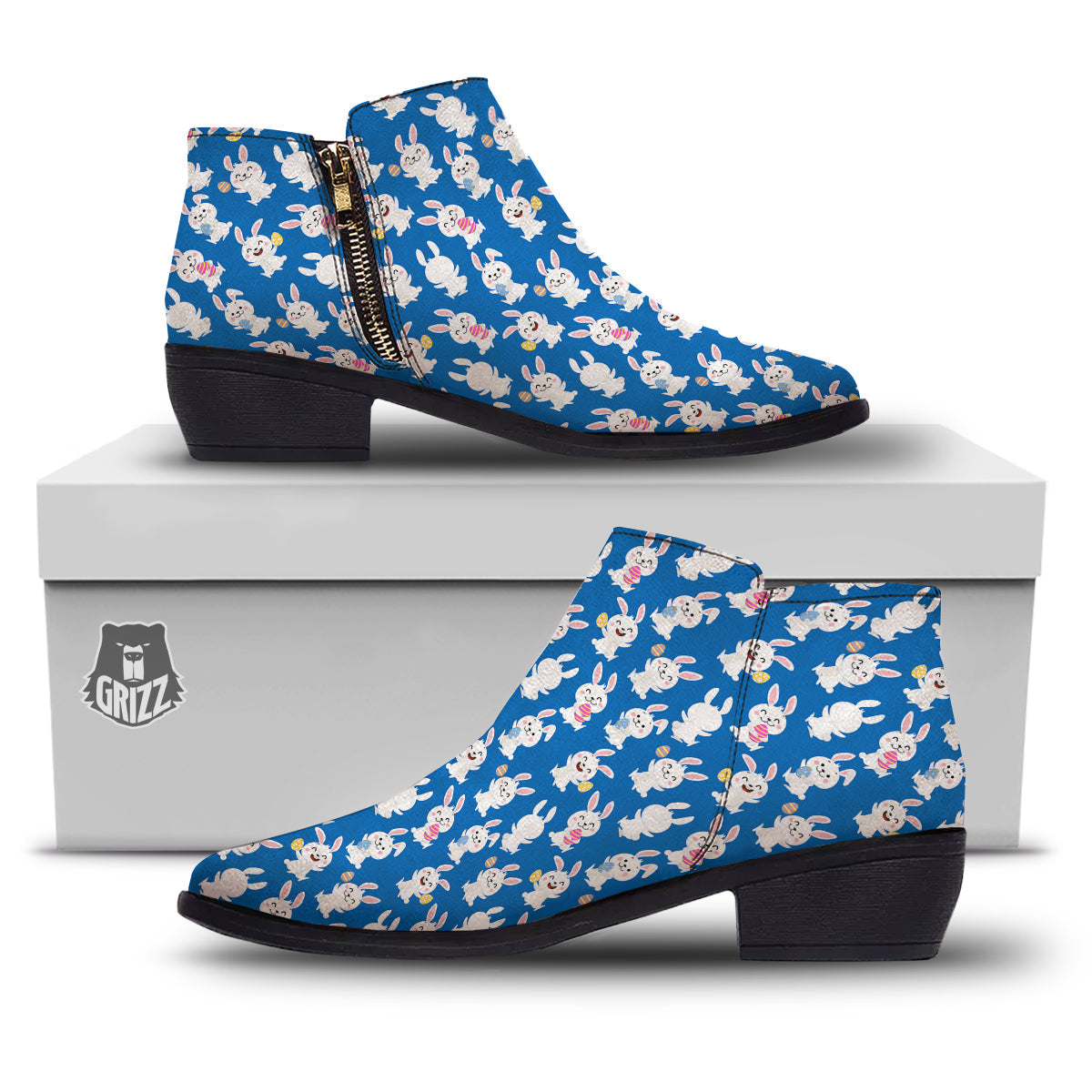 Cute Rabbit Print Pattern Ankle Boots-grizzshop
