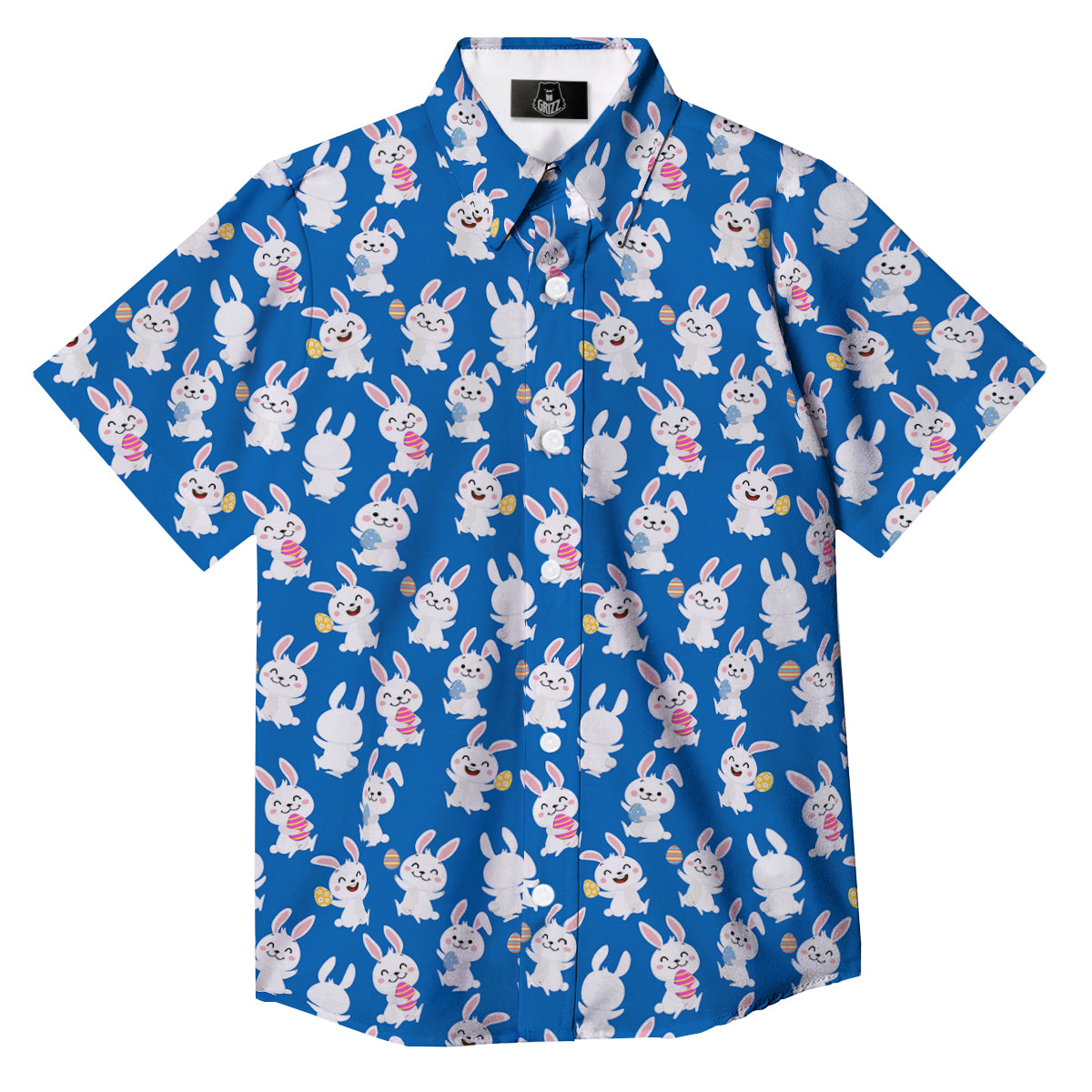 Cute Rabbit Print Pattern Button Up Shirt-grizzshop