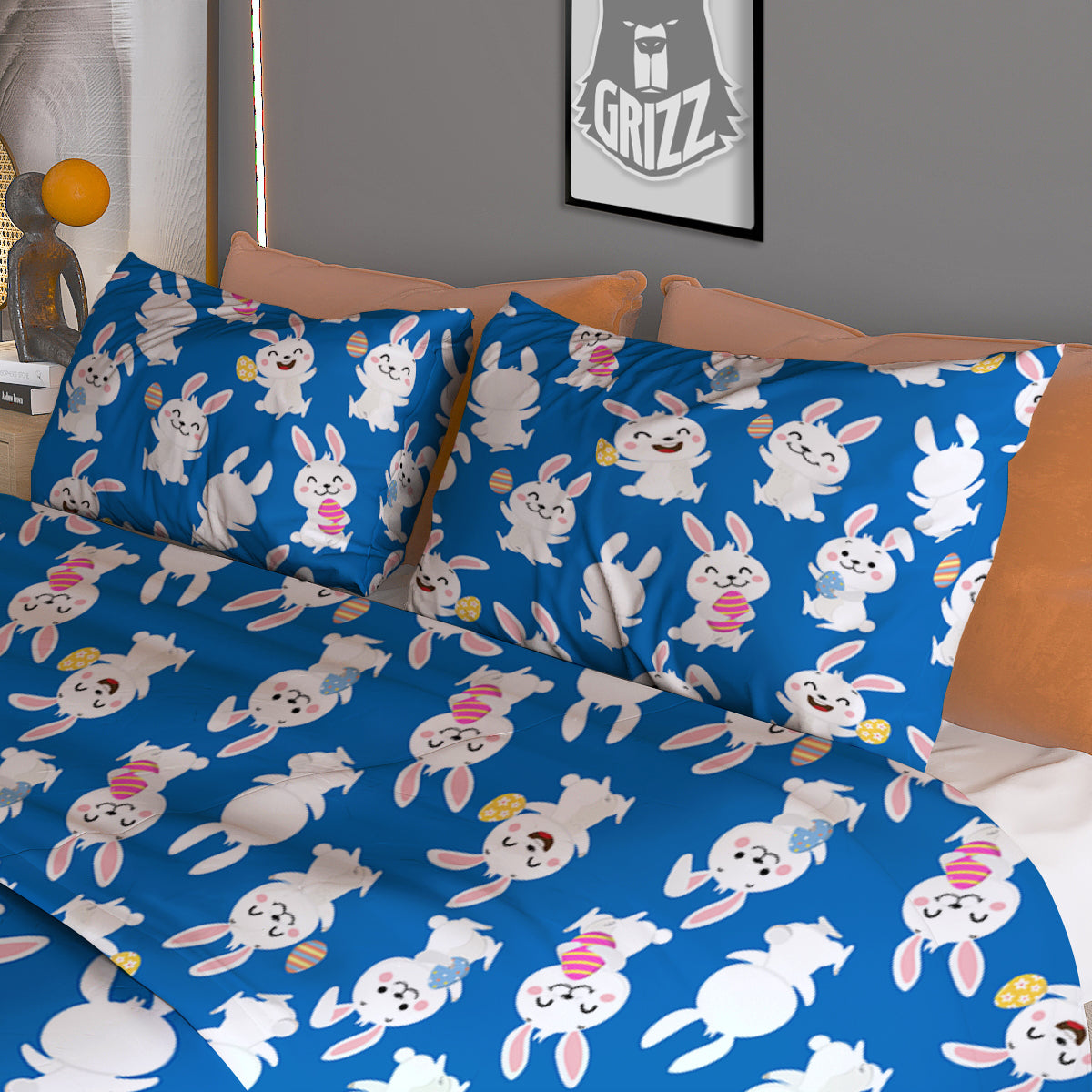 Cute Rabbit Print Pattern Duvet Cover Bedding Set-grizzshop