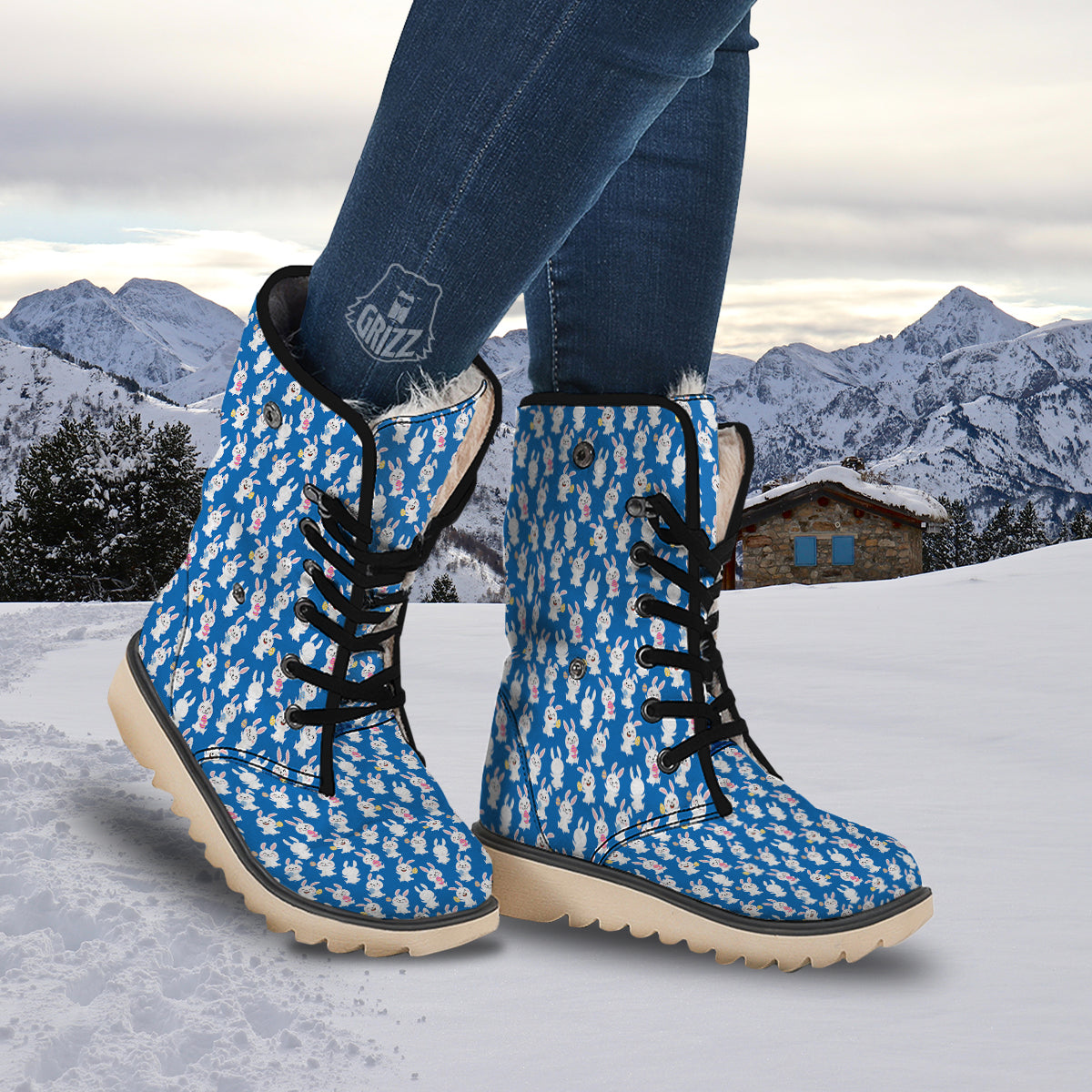 Cute Rabbit Print Pattern Snow Boots-grizzshop