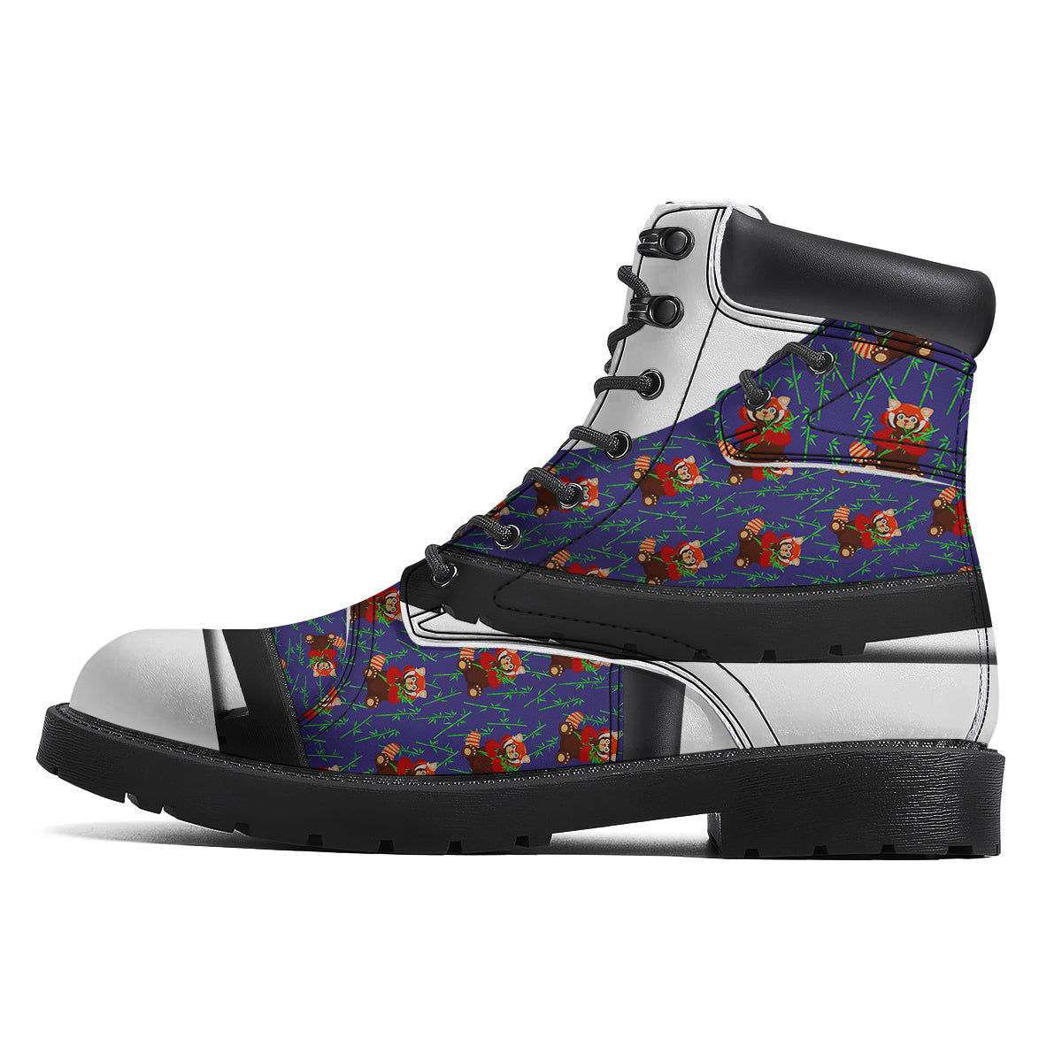 Cute Red Raccoon And Bamboo Print Pattern Boots-grizzshop