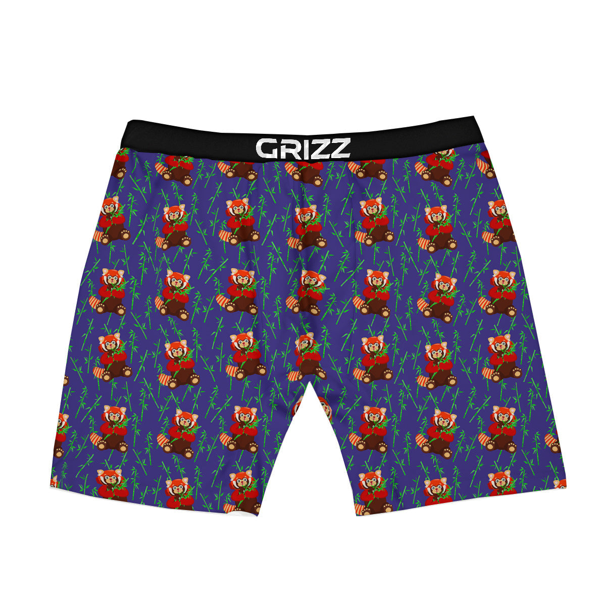 Cute Red Raccoon And Bamboo Print Pattern Boxer Briefs-grizzshop