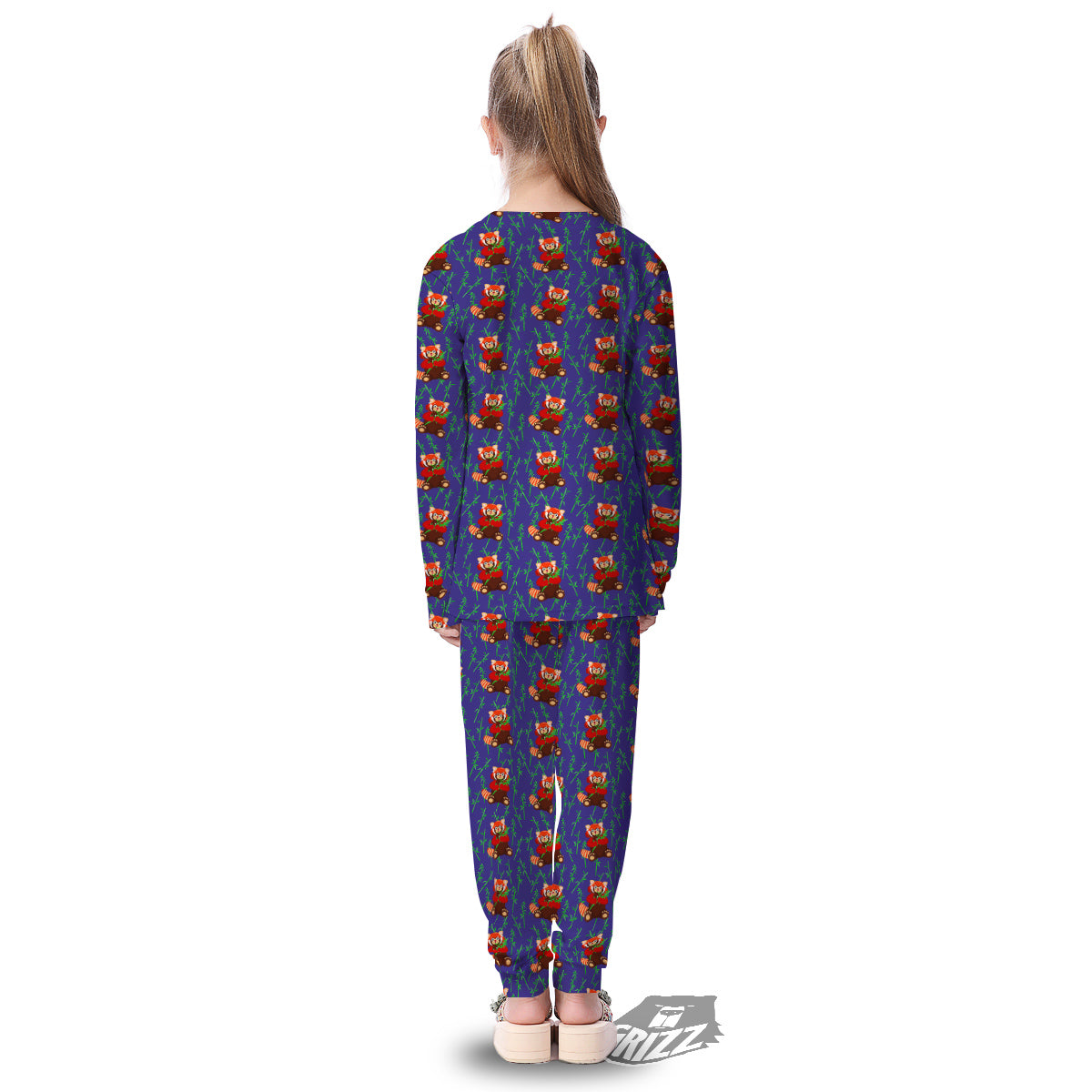 Cute Red Raccoon And Bamboo Print Pattern Kid's Pajamas-grizzshop