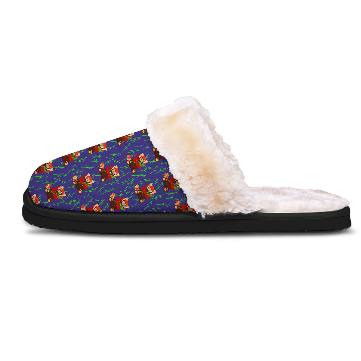 Cute Red Raccoon And Bamboo Print Pattern Slippers-grizzshop