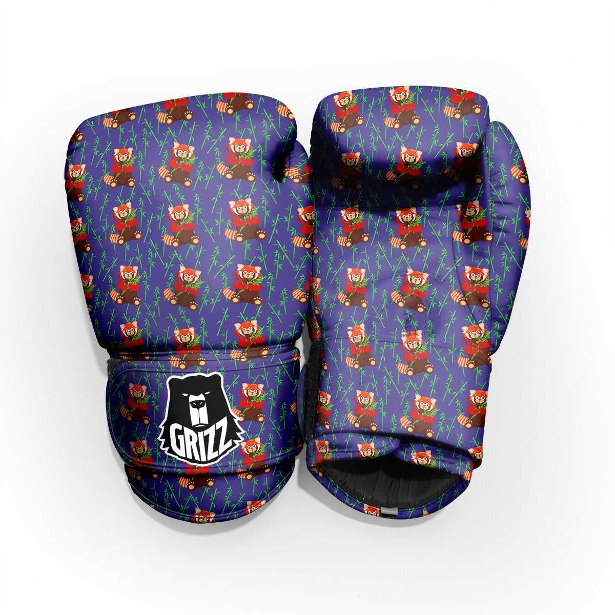 Cute Red Raccoon And Bamboo Print Pattern Pro Boxing Glove