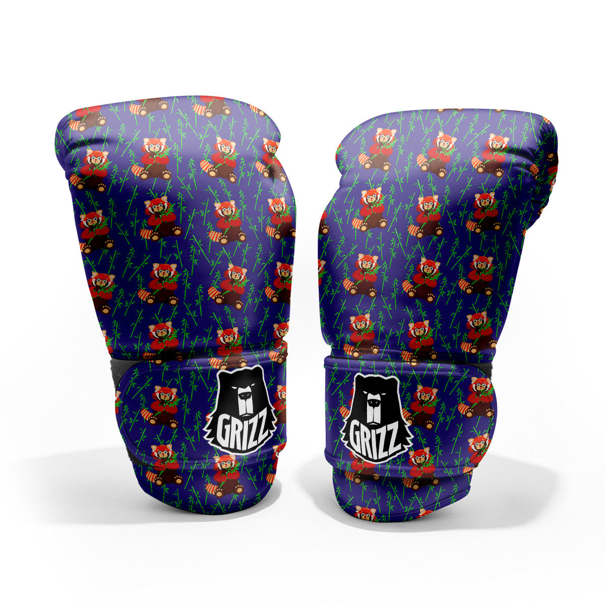 Cute Red Raccoon And Bamboo Print Pattern Pro Boxing Glove