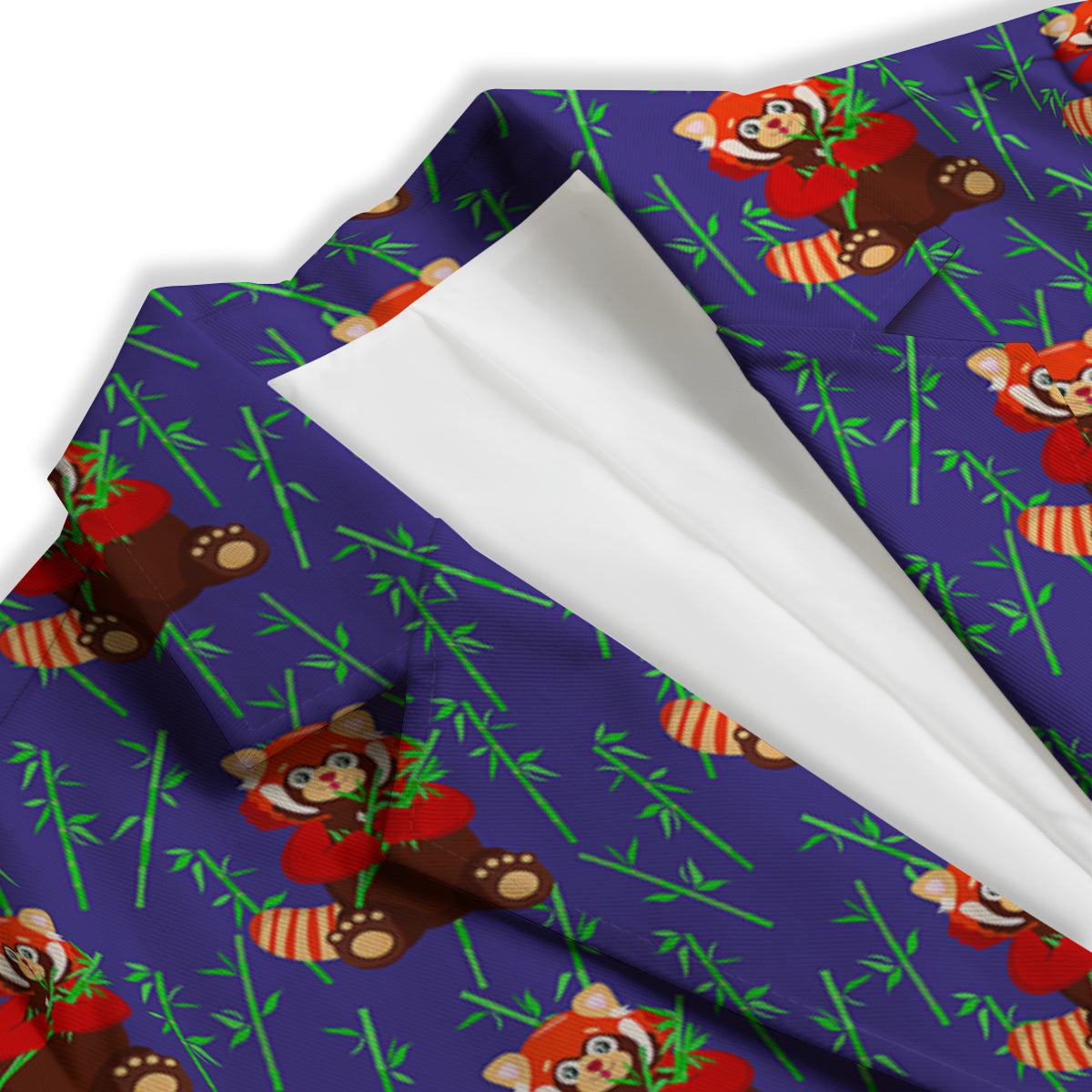 Cute Red Raccoon And Bamboo Print Pattern Women's Blazer-grizzshop