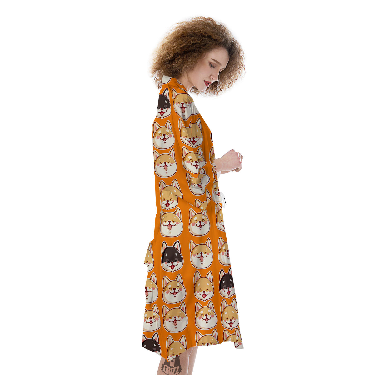 Cute Siberian And Cute Shiba Print Pattern Kimono-grizzshop