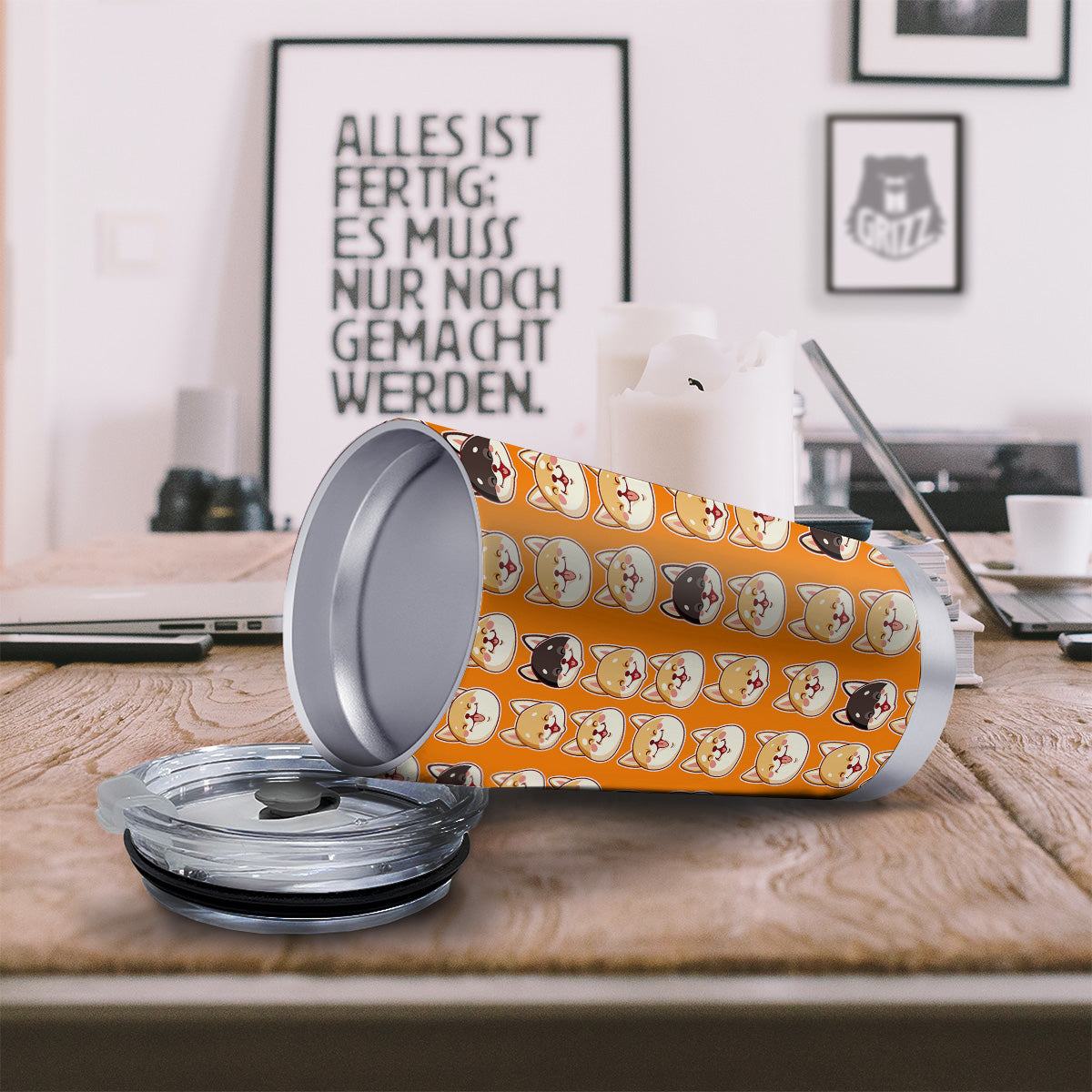 Cute Siberian And Cute Shiba Print Pattern Tumbler-grizzshop