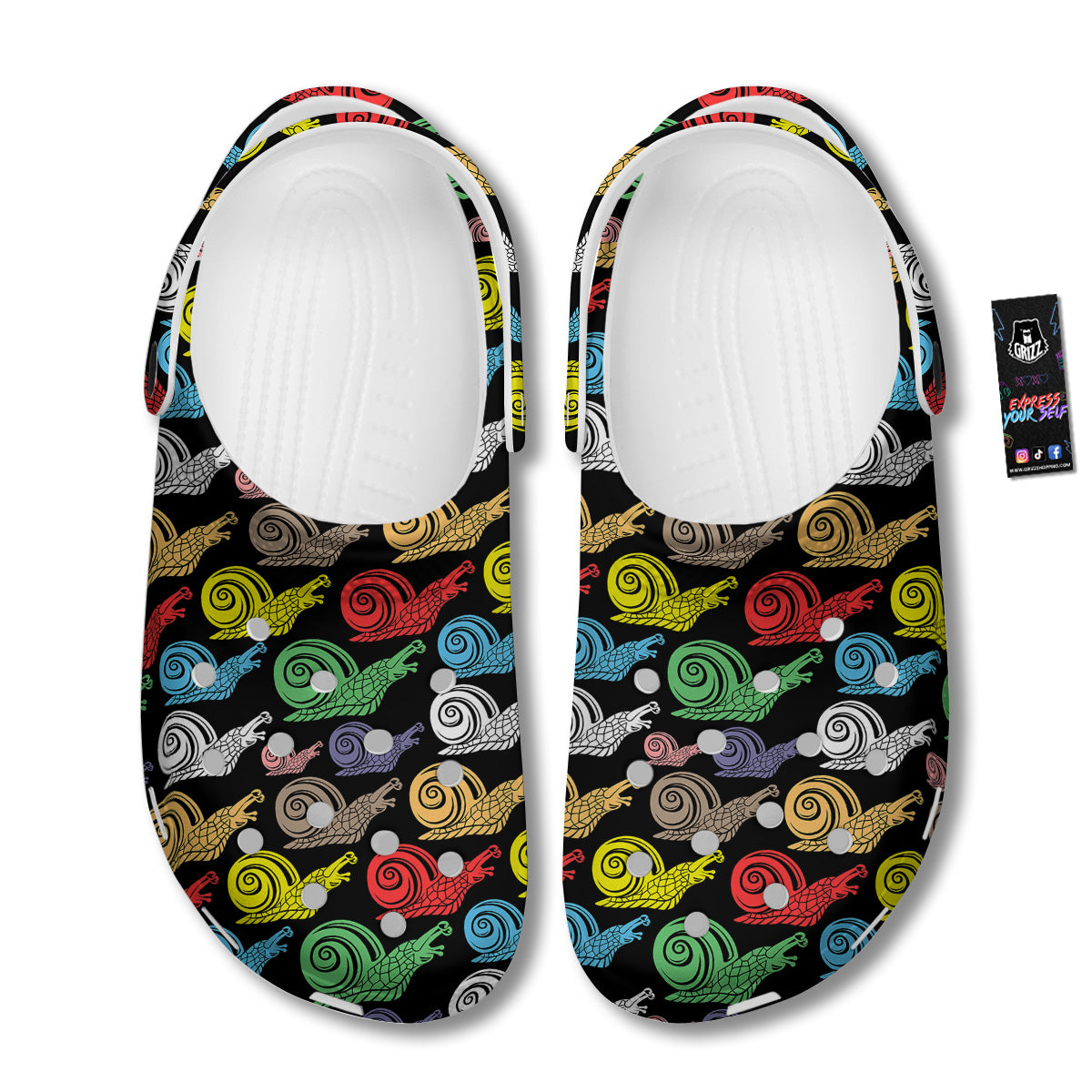 Cute Snails Colorful Print Pattern Clog-grizzshop