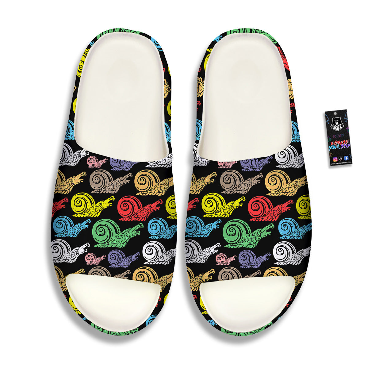 Cute Snails Colorful Print Pattern Sandals-grizzshop