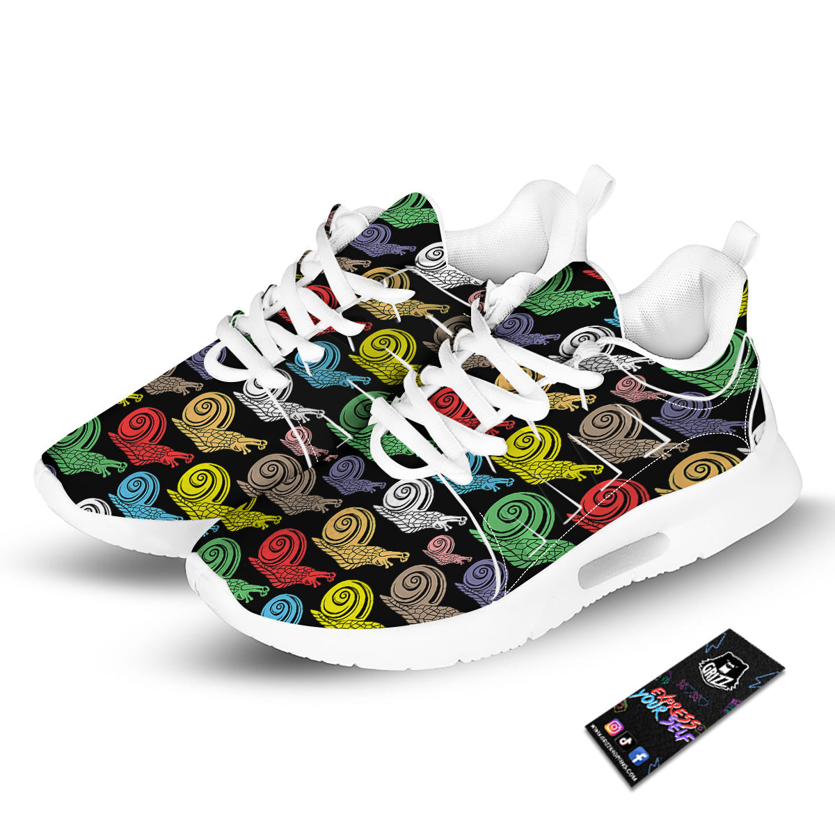 Cute Snails Colorful Print Pattern Tennis Shoes-grizzshop