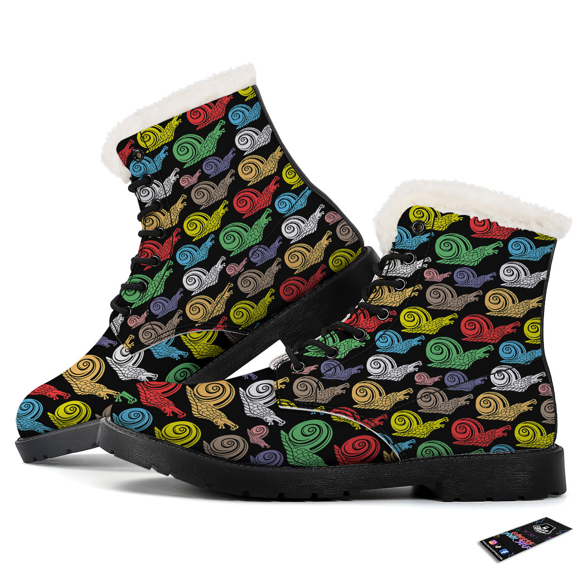 Cute Snails Colorful Print Pattern Winter Boots-grizzshop