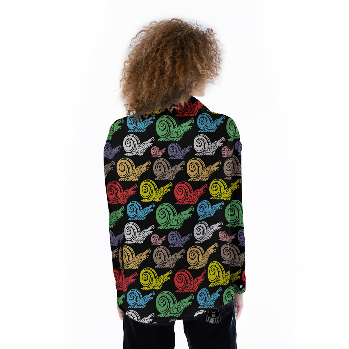 Cute Snails Colorful Print Pattern Women's Long Sleeve Shirts-grizzshop