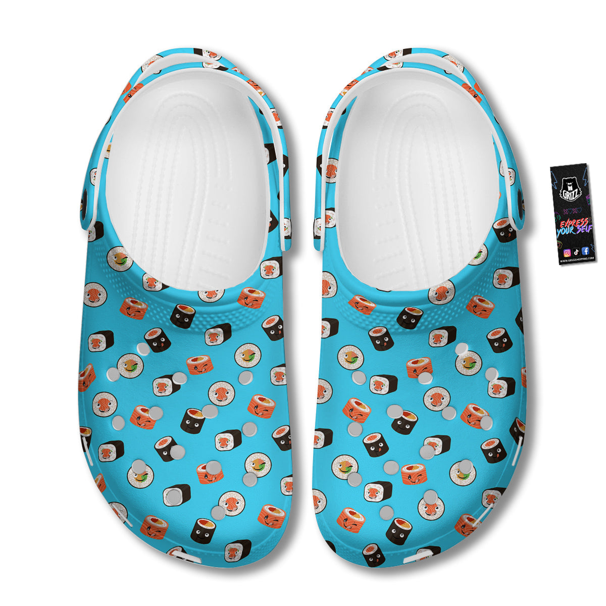 Cute Sushi Rolls Print Pattern Clog-grizzshop