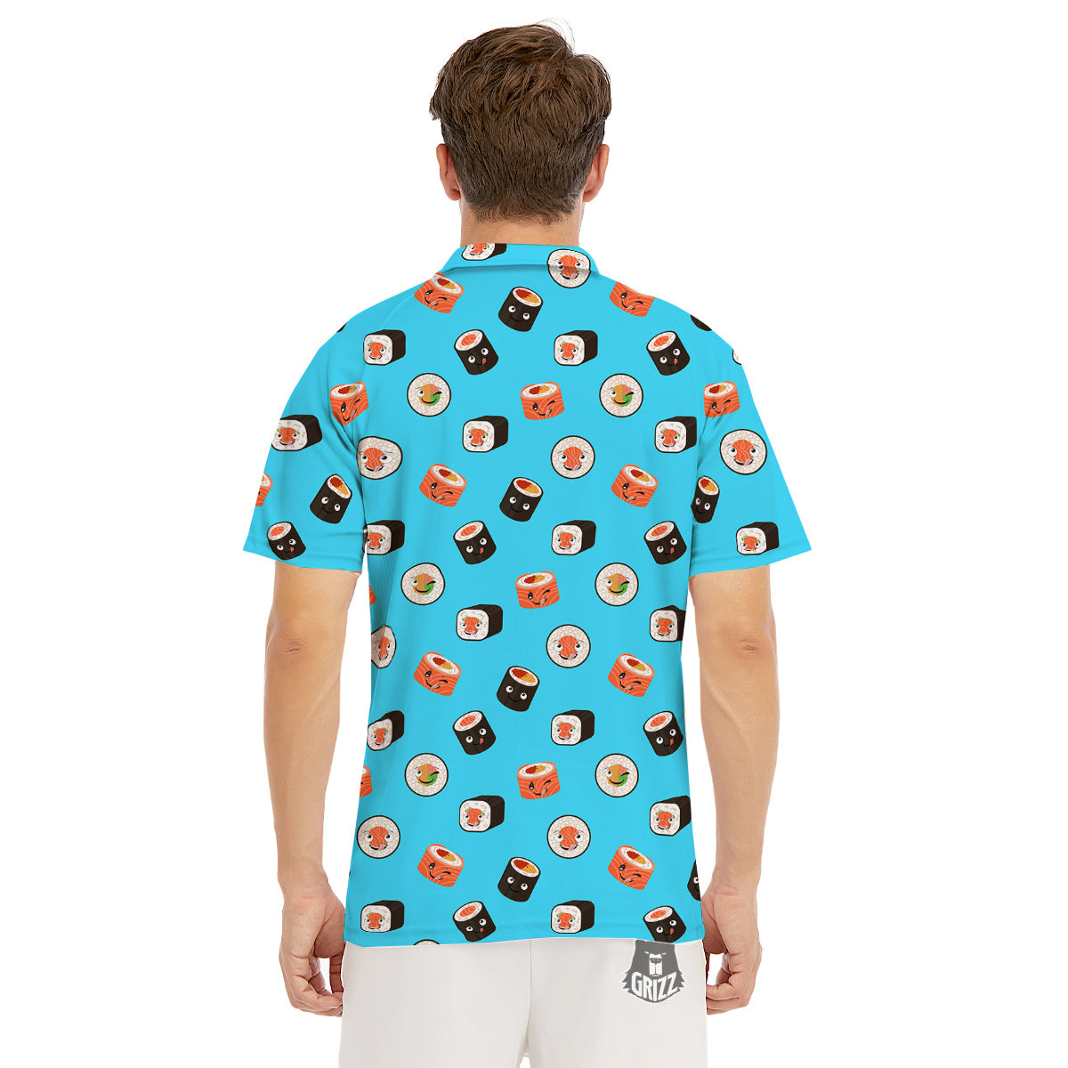 Cute Sushi Rolls Print Pattern Men's Golf Shirts-grizzshop