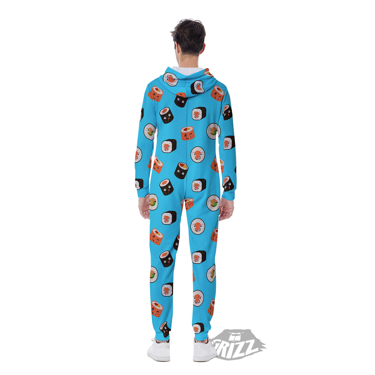 Cute Sushi Rolls Print Pattern Men's Jumpsuit-grizzshop