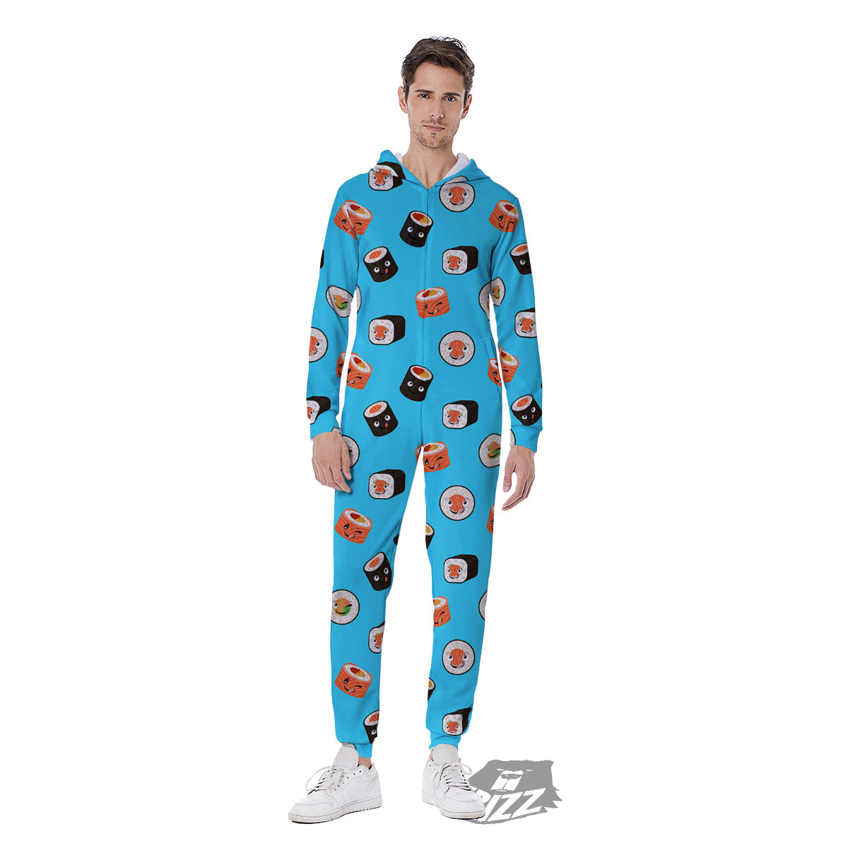 Cute Sushi Rolls Print Pattern Men's Jumpsuit-grizzshop