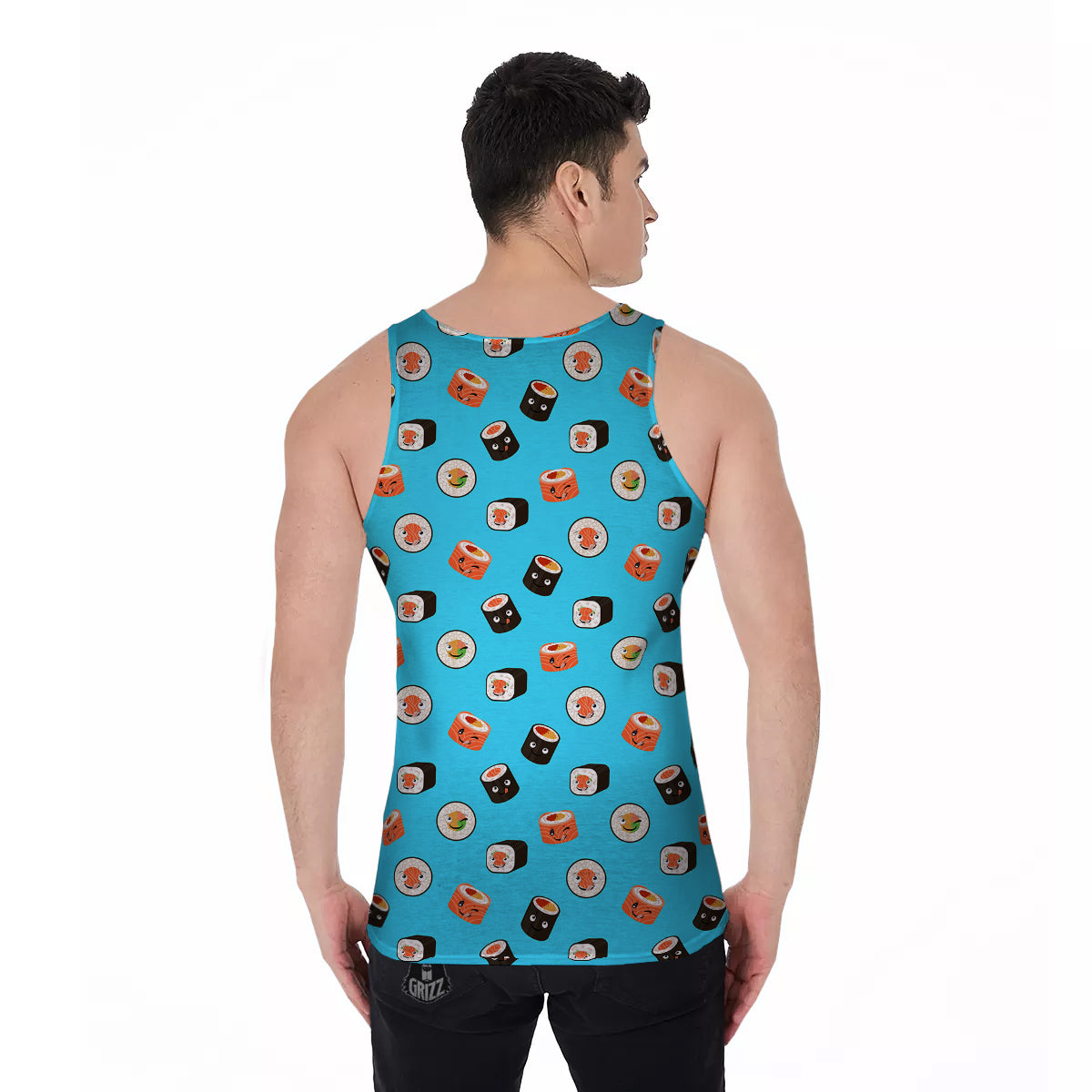 Cute Sushi Rolls Print Pattern Men's Tank Top-grizzshop