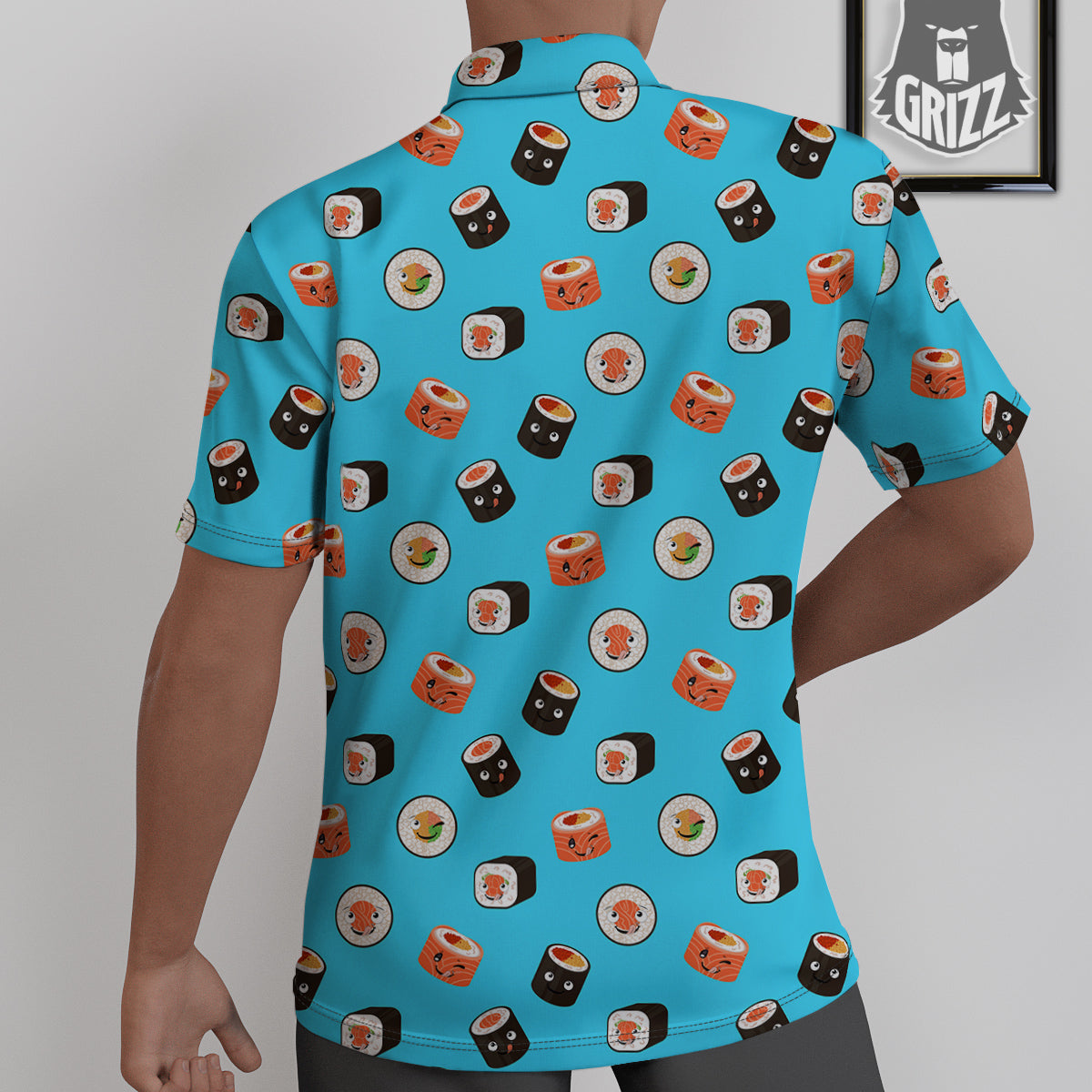 Cute Sushi Rolls Print Pattern Untucked Shirts-grizzshop