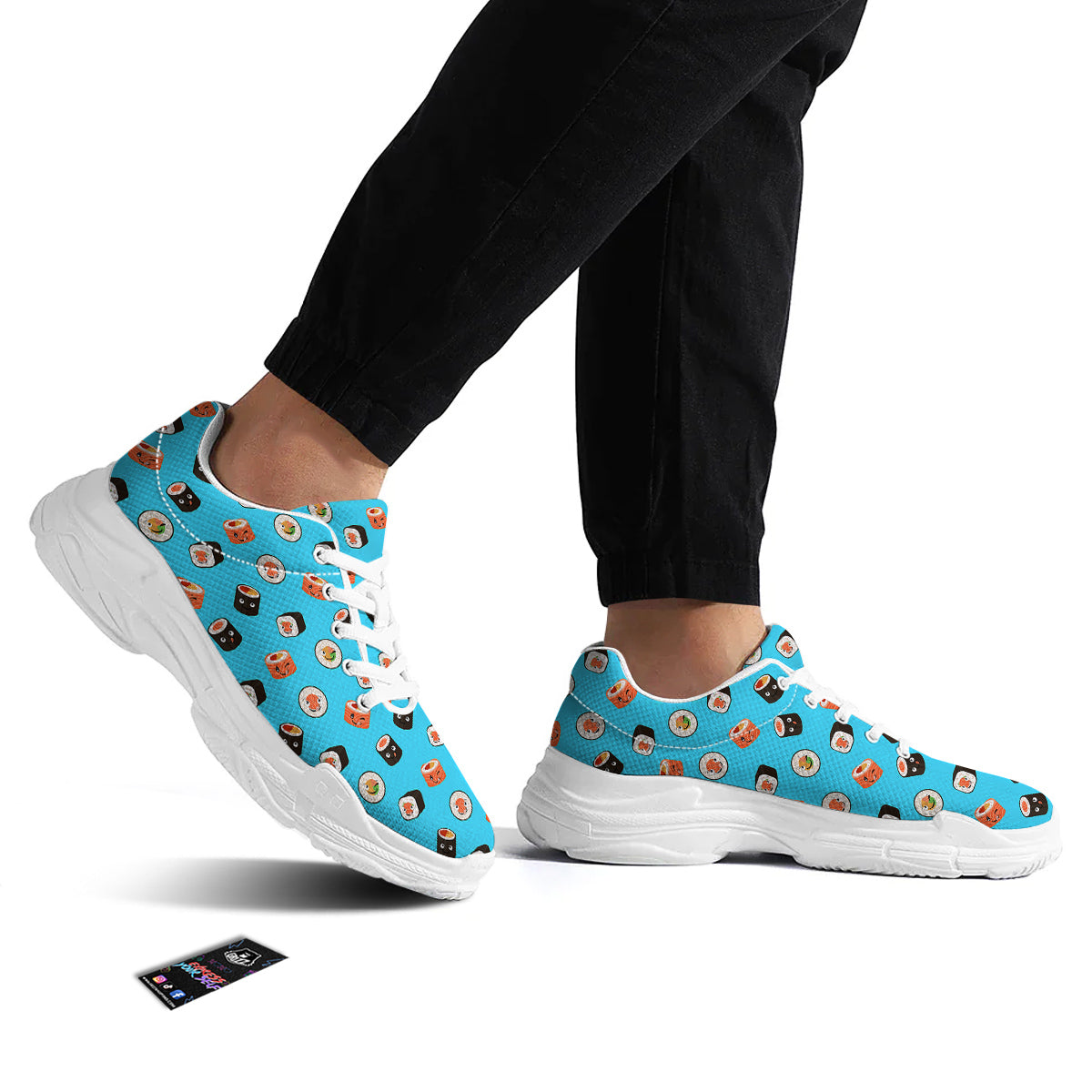 Cute Sushi Rolls Print Pattern White Chunky Shoes-grizzshop