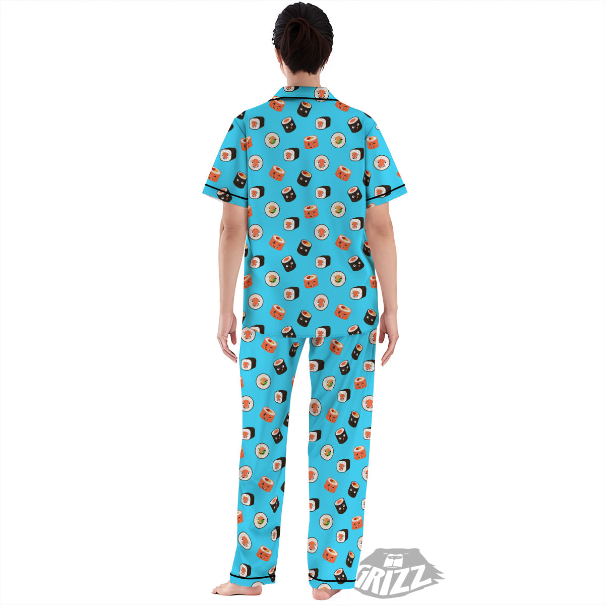 Cute Sushi Rolls Print Pattern Women's Pajamas Set-grizzshop