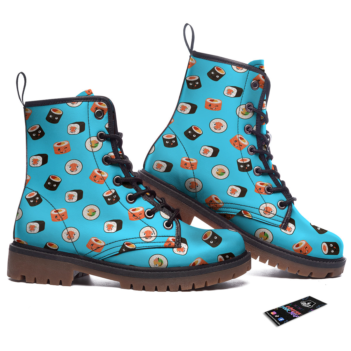 Cute Sushi Rolls Print Pattern Work Boots-grizzshop