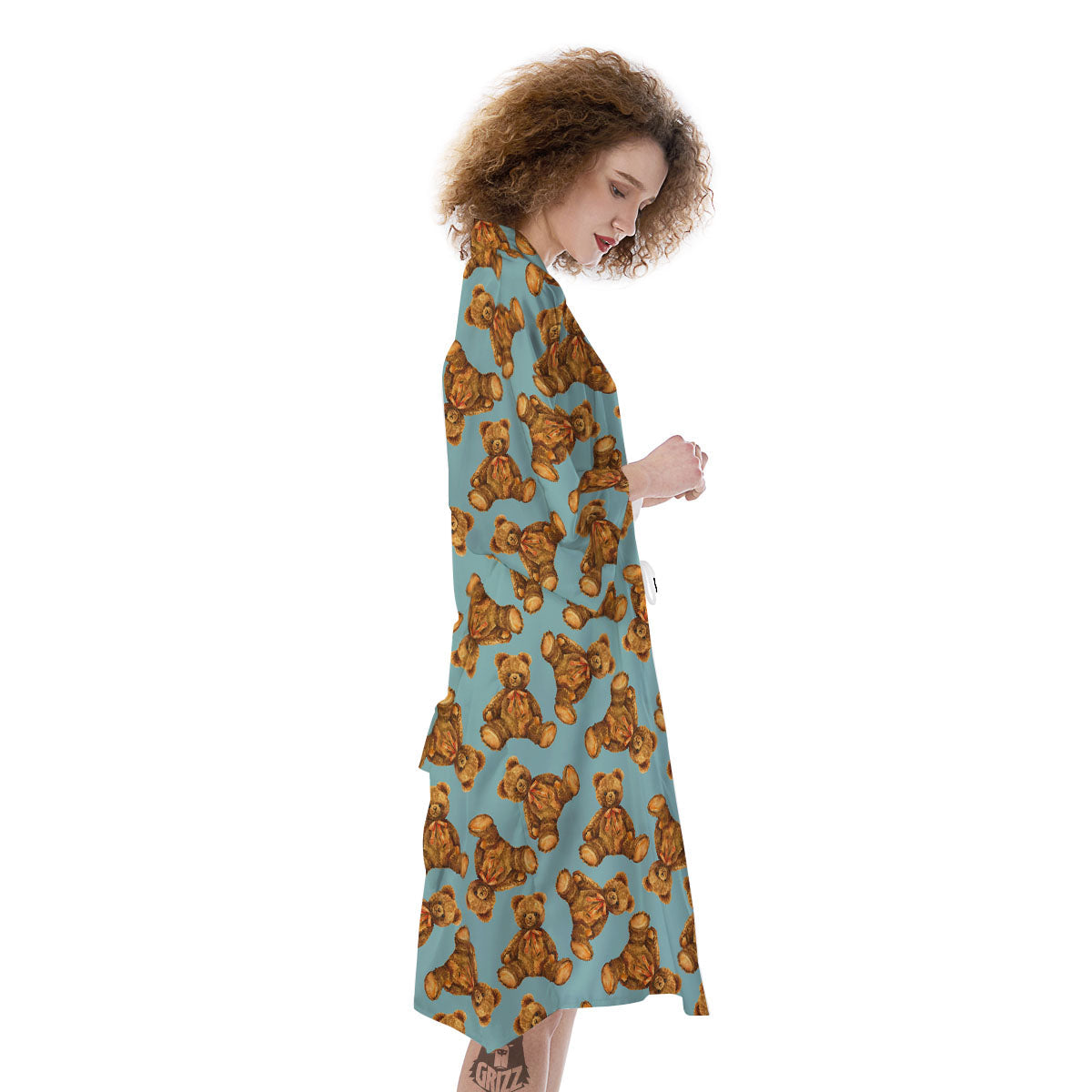 Cute Teddy Bear Print Pattern Kimono-grizzshop