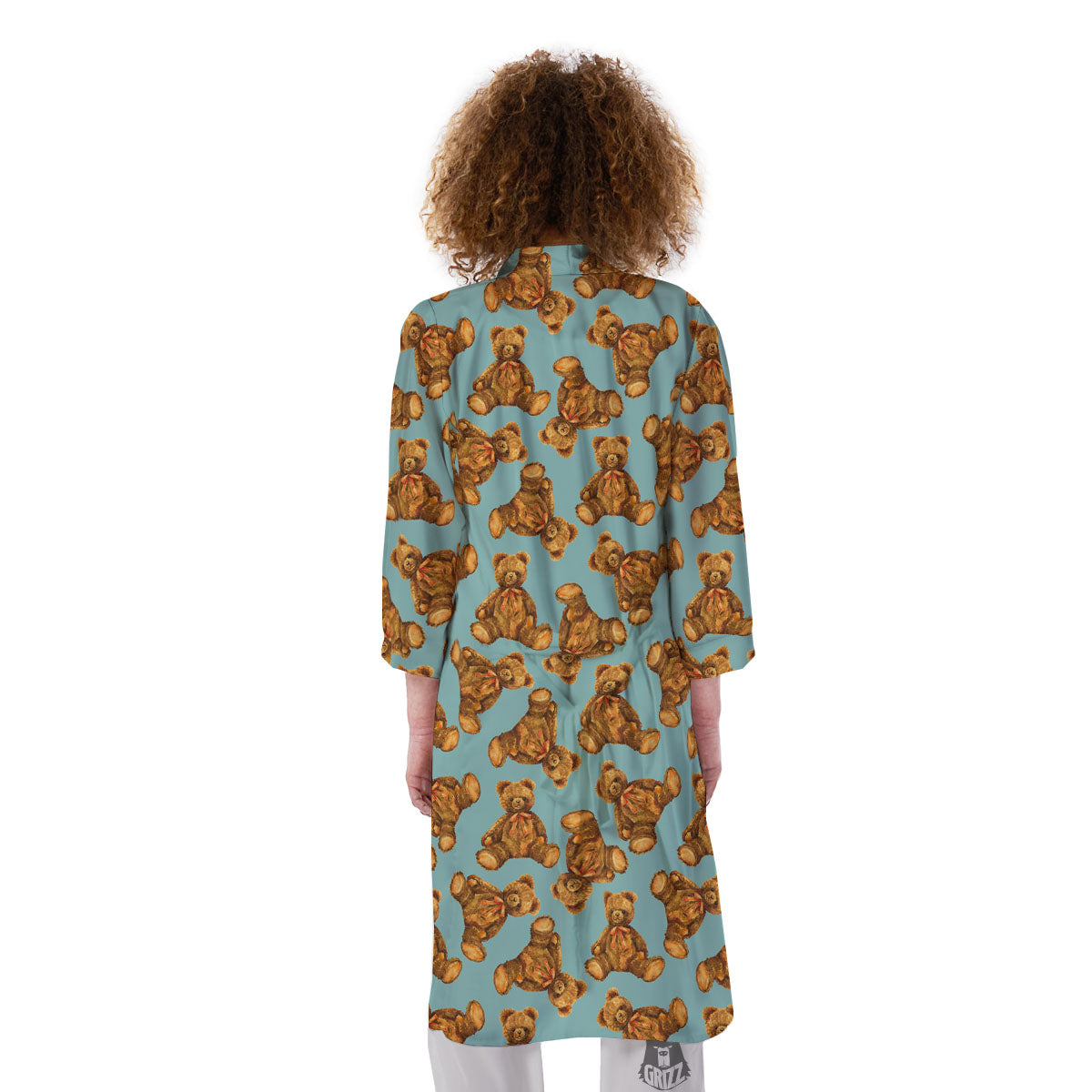 Cute Teddy Bear Print Pattern Kimono-grizzshop