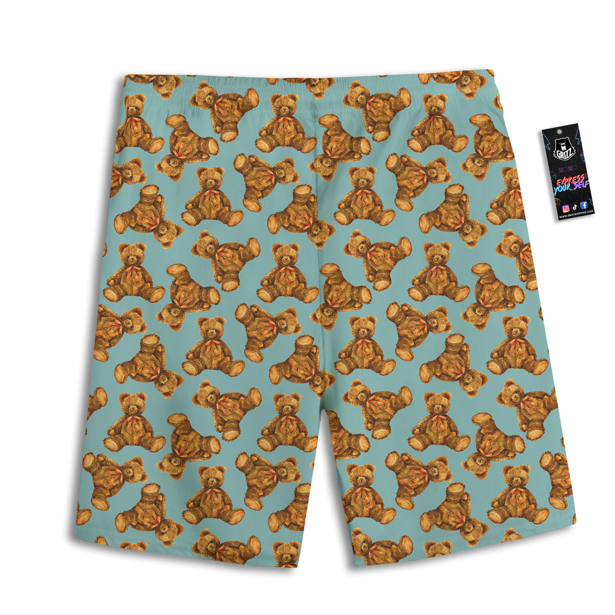 Cute Teddy Bear Print Pattern Men's Athletic Shorts