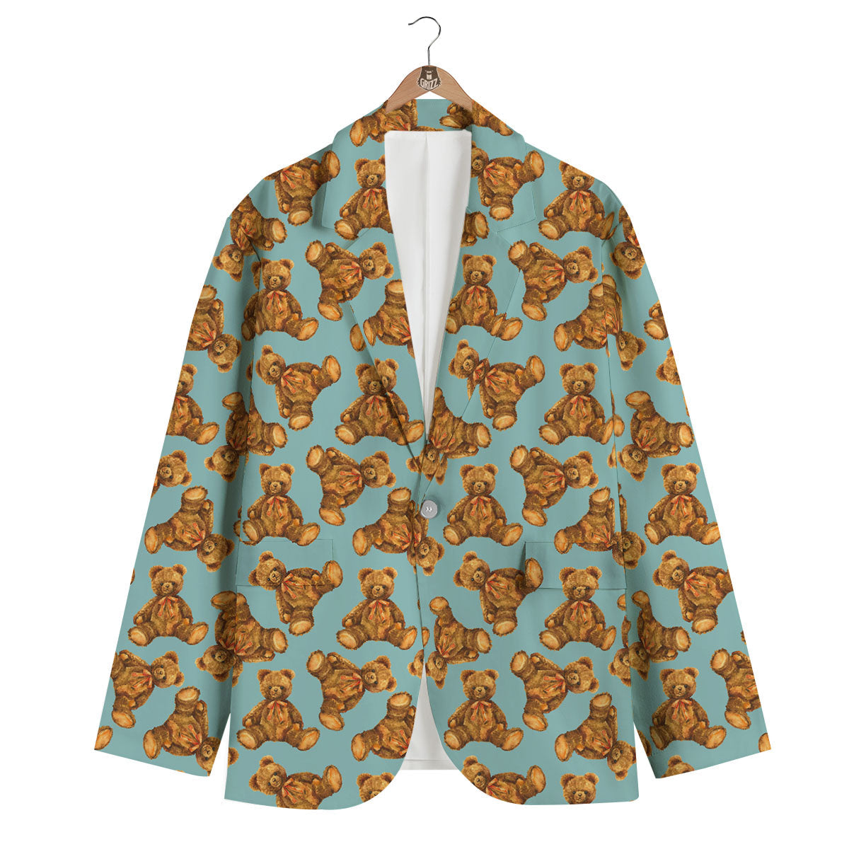 Cute Teddy Bear Print Pattern Men's Blazer-grizzshop