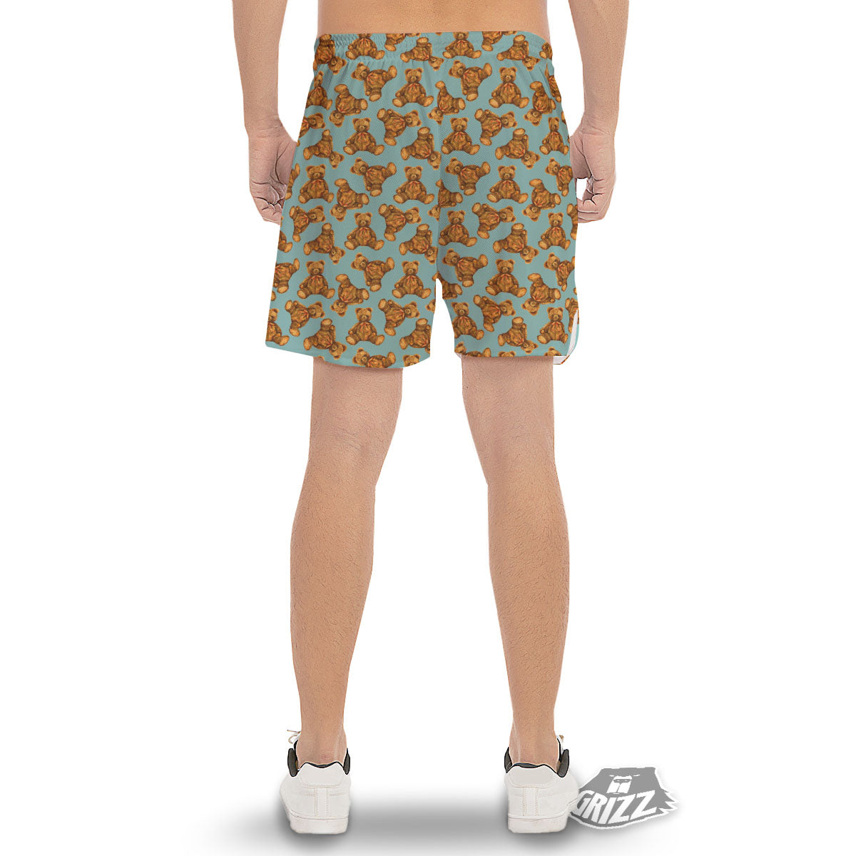 Cute Teddy Bear Print Pattern Men's Gym Shorts-grizzshop