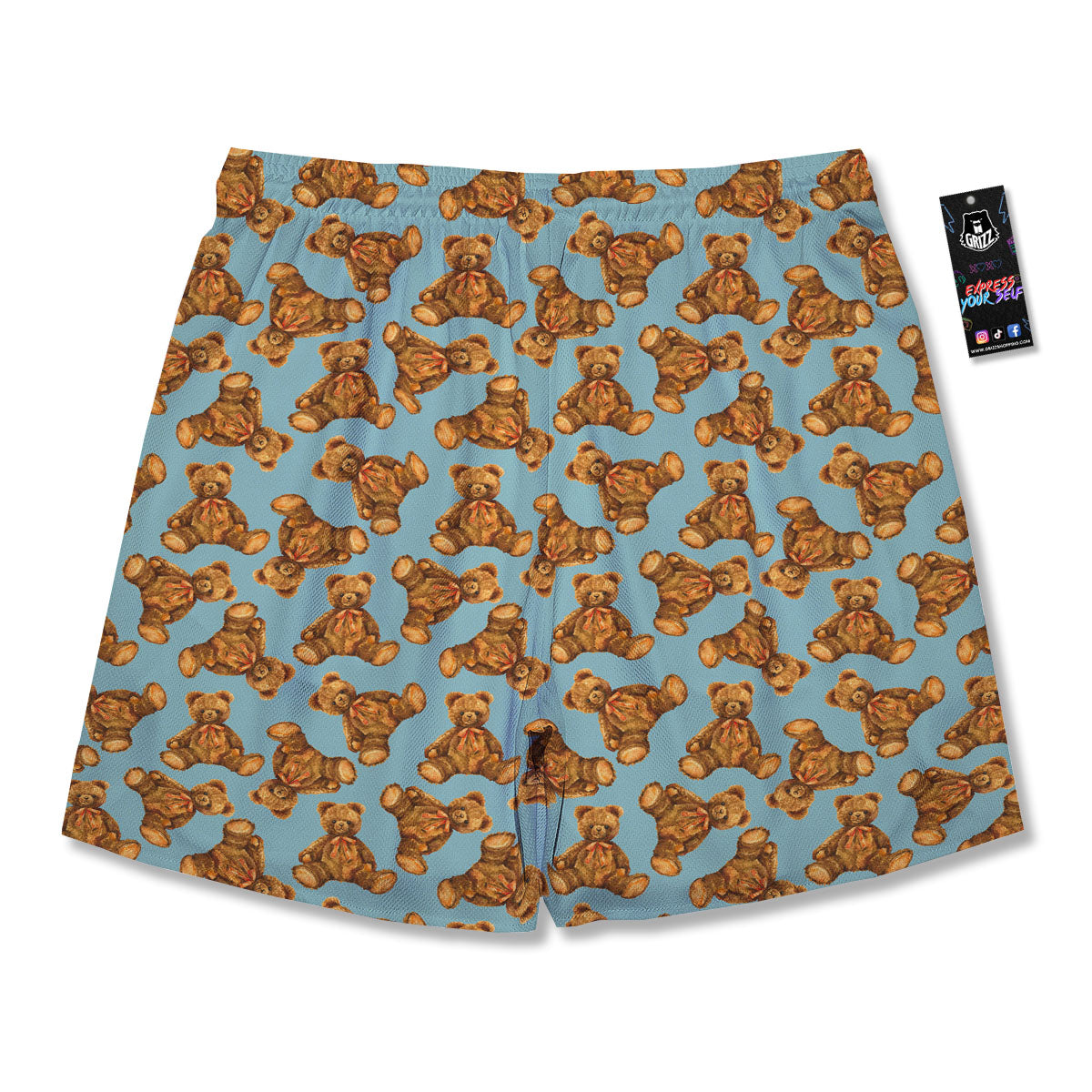 Cute Teddy Bear Print Pattern Men's Running Shorts-grizzshop