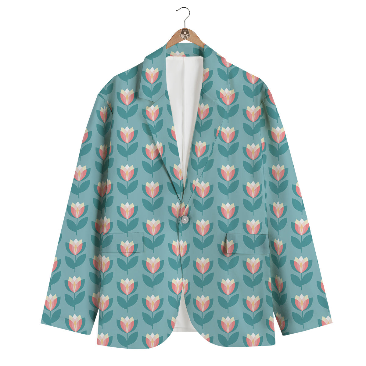 Cute Tulip Print Pattern Men's Blazer-grizzshop