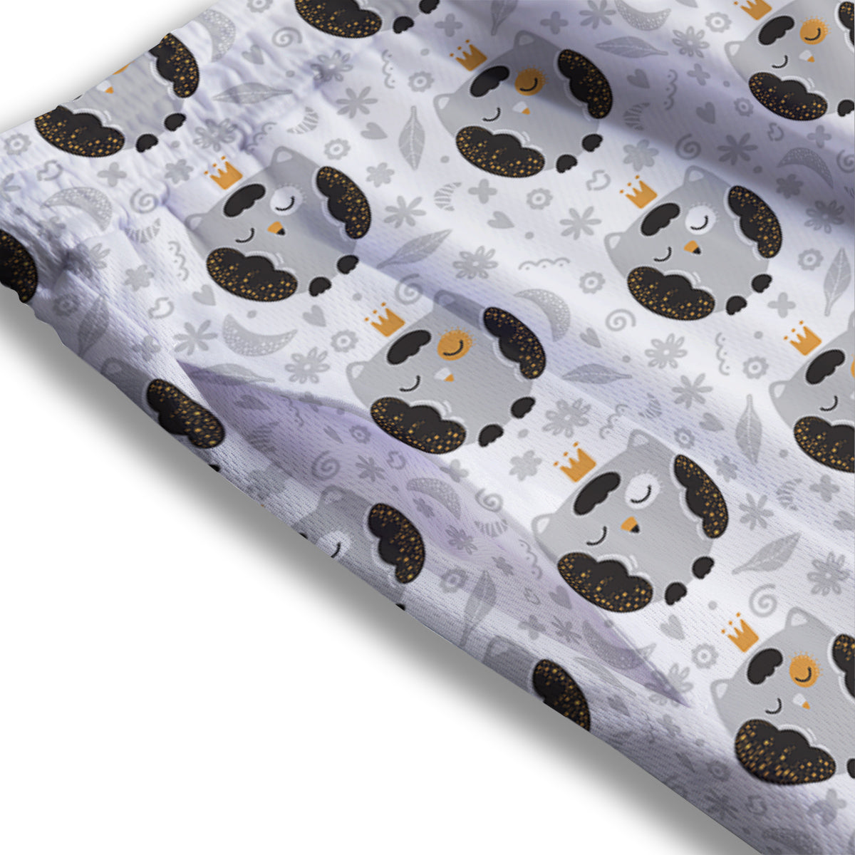 Cute White Grey Owl Print Pattern Mesh Shorts
