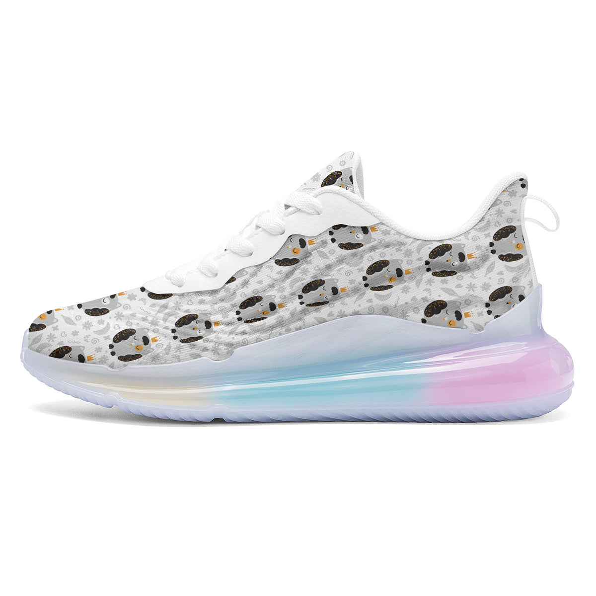 Cute White Grey Owl Print Pattern Running Sneakers-grizzshop